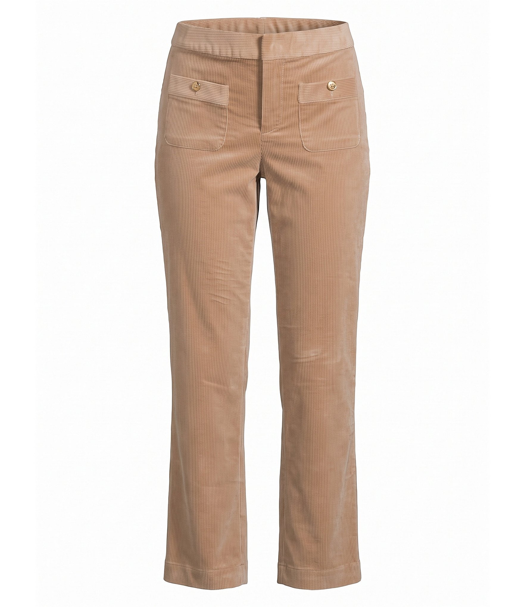 KARL LAGERFELD PARIS Structured Corduroy Flat Front Straight Leg Pants