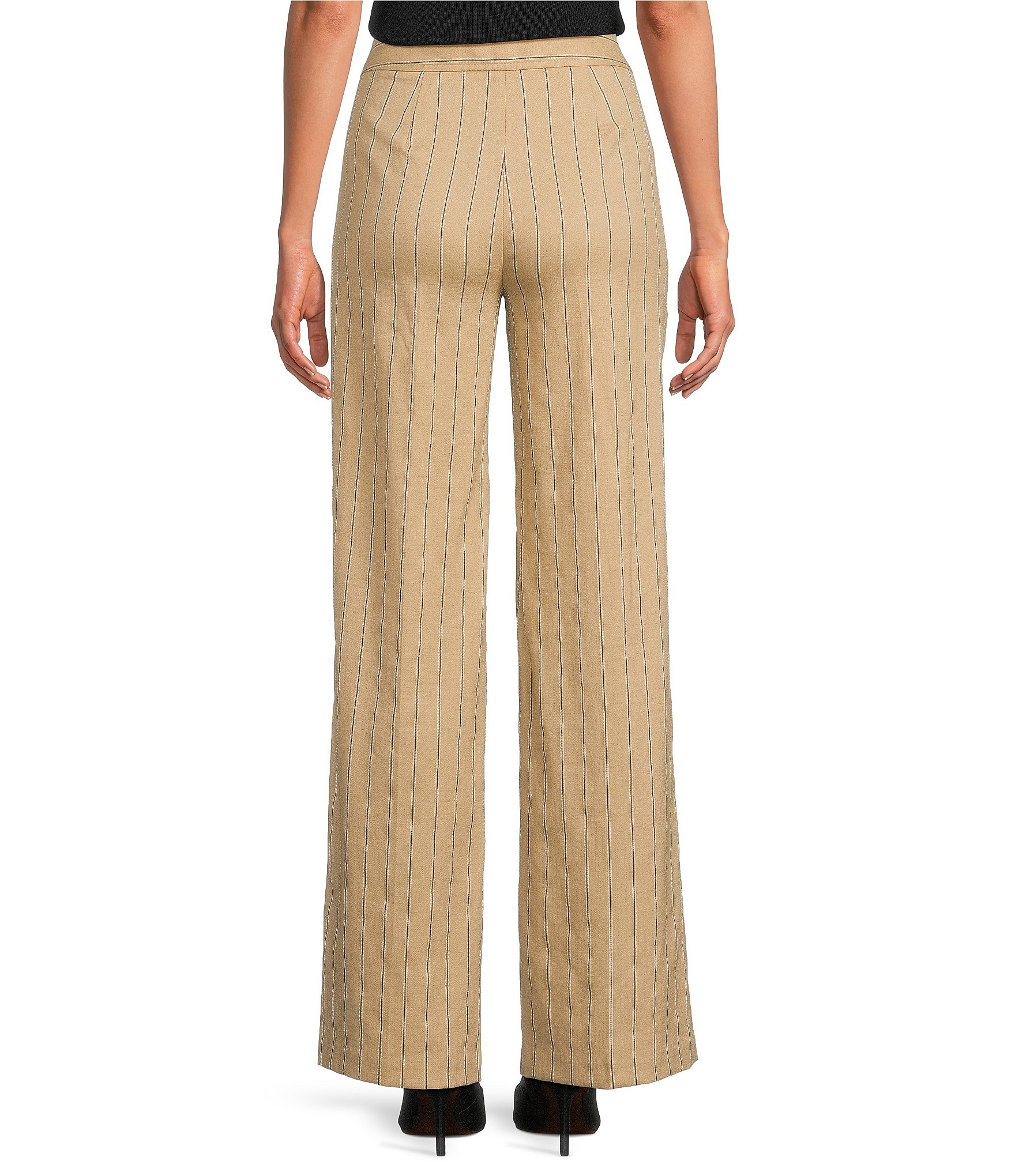 KARL LAGERFELD PARIS Textured Striped Flat Front Ankle Length Straight Leg Coordinating Pants
