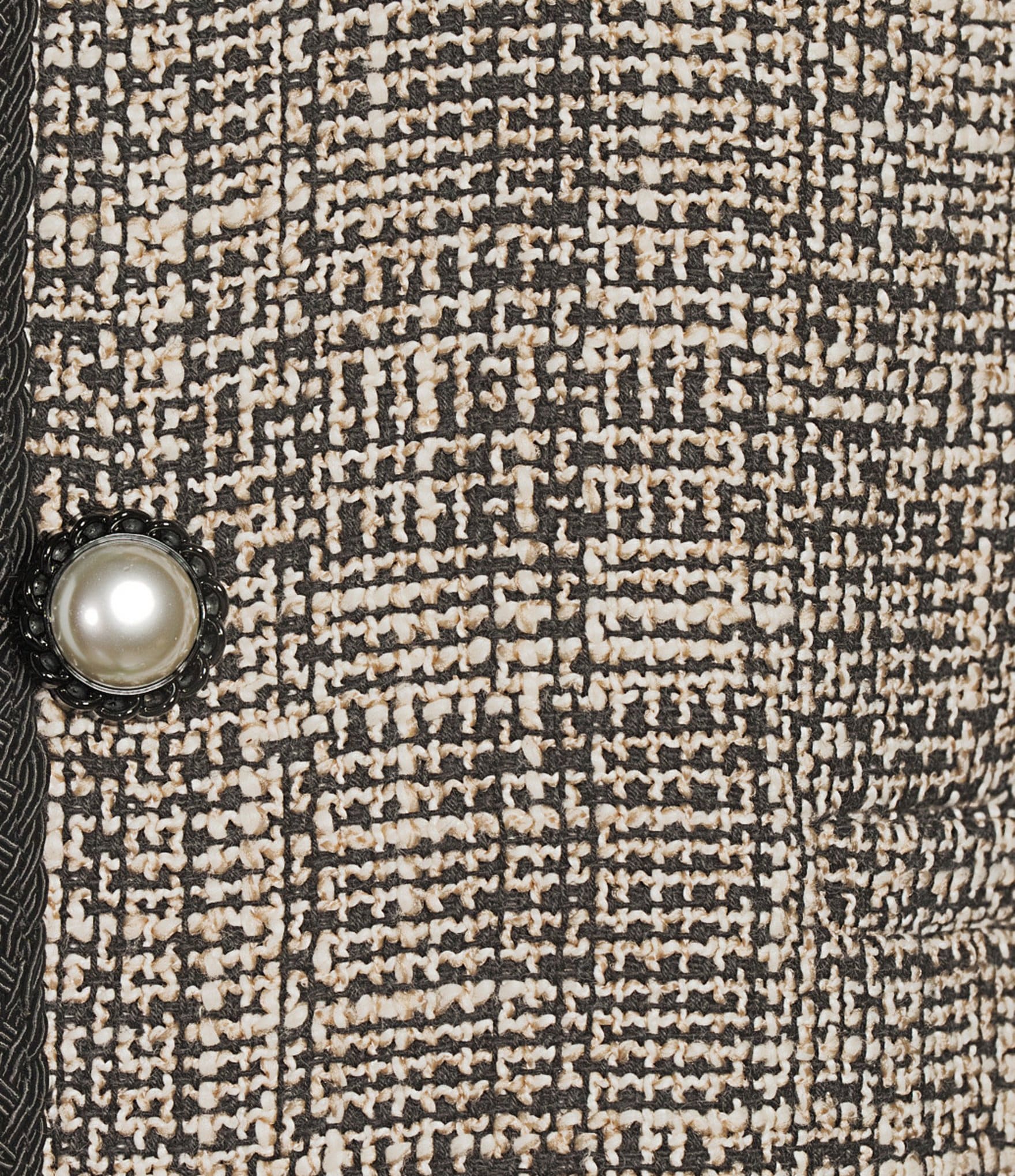 KARL LAGERFELD PARIS Tweed Checkered Point Collar Long Sleeve Button Front Jacket