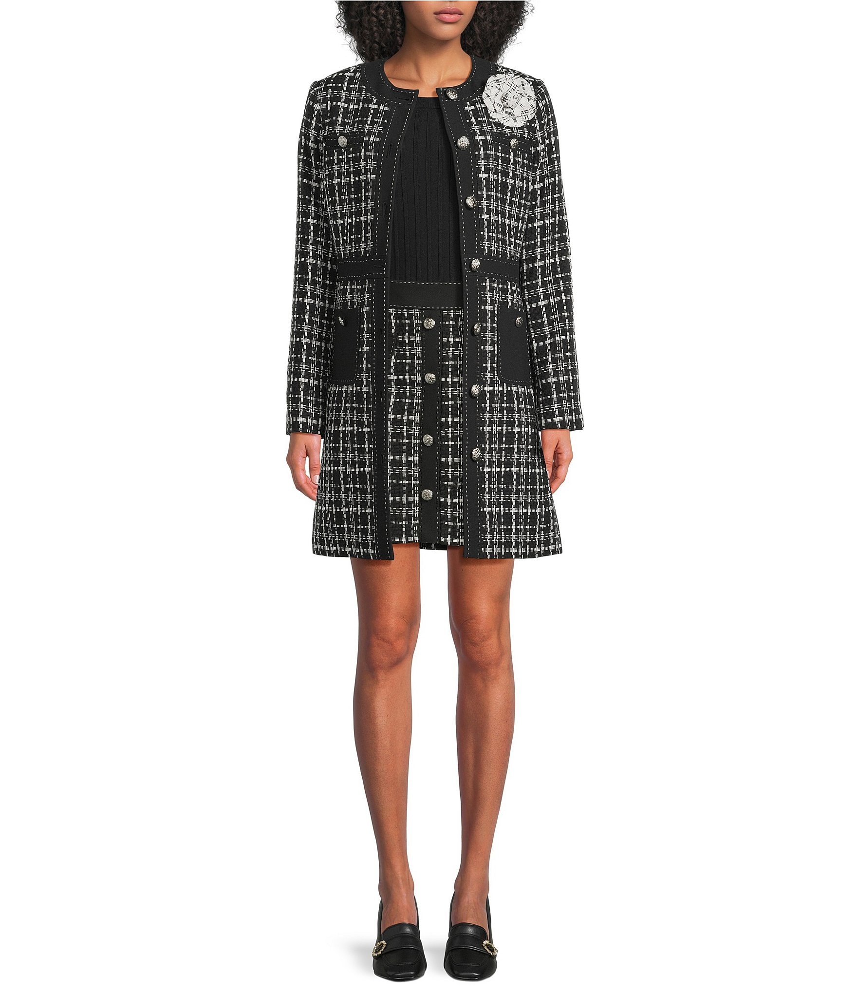 KARL LAGERFELD PARIS Tweed Front Button Coordinating Skirt