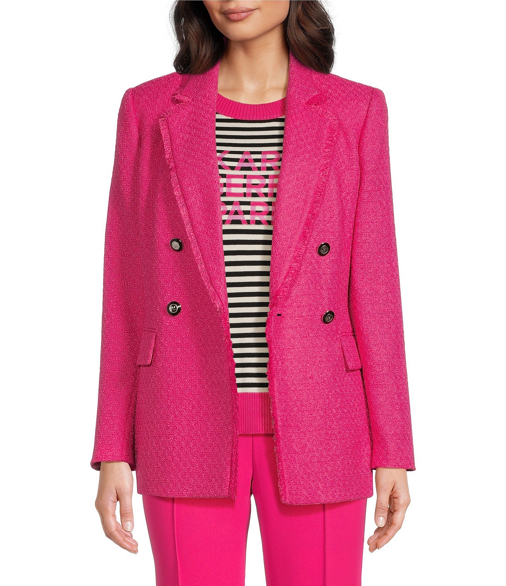 KARL LAGERFELD PARIS Tweed Long Sleeve Blazer | Dillard's