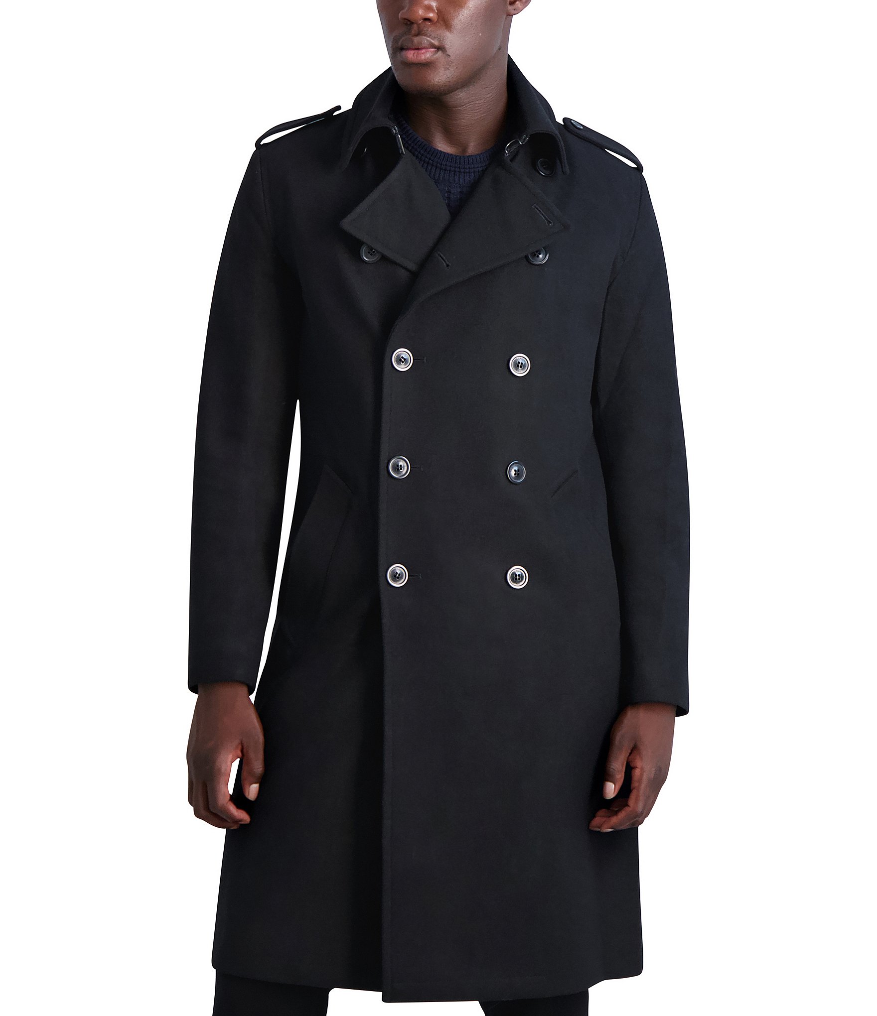 Karl Lagerfeld Paris Wool Trench Coat | Dillard's