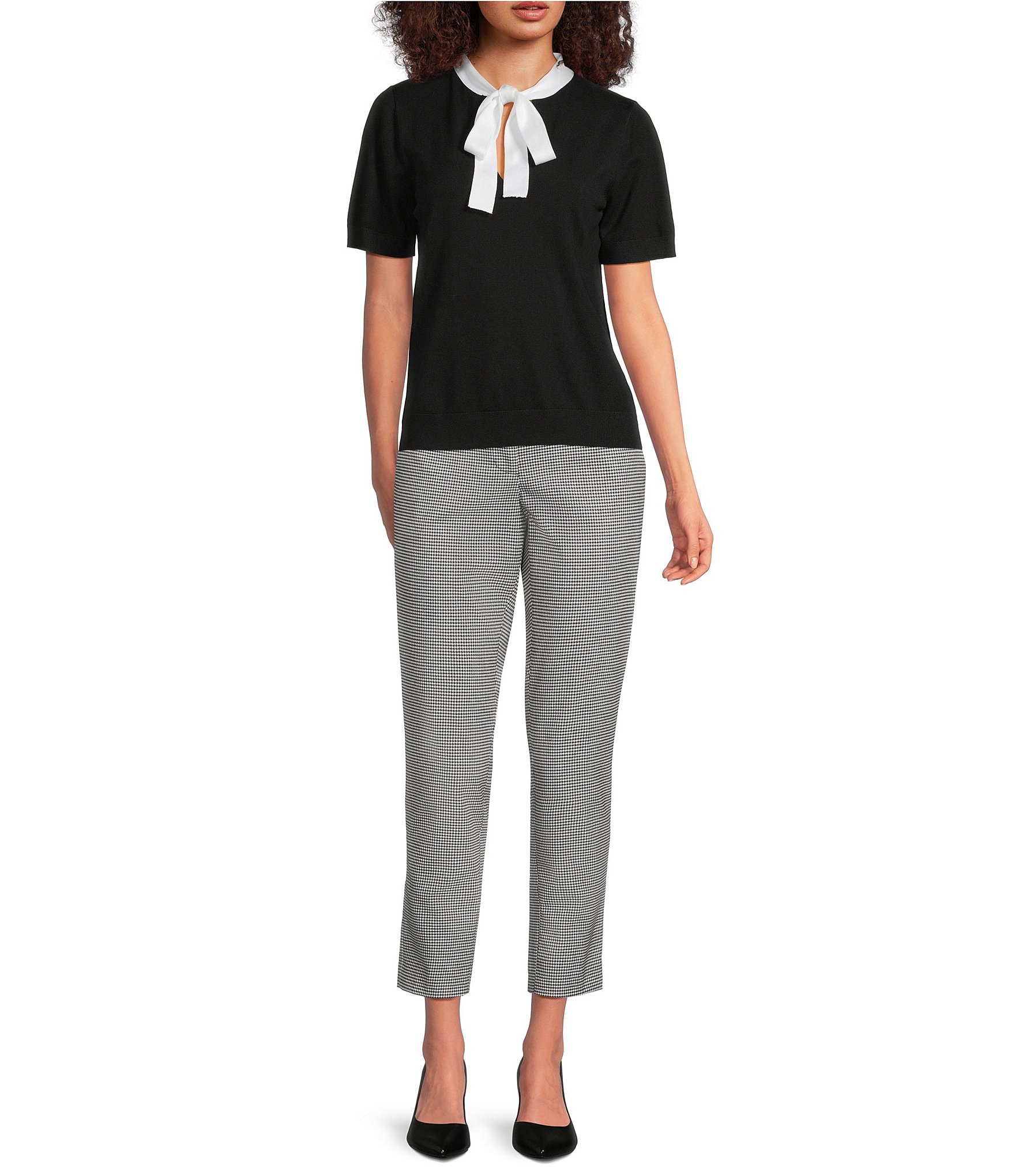 KARL LAGERFELD PARIS Woven Checkered Ankle Length Pants