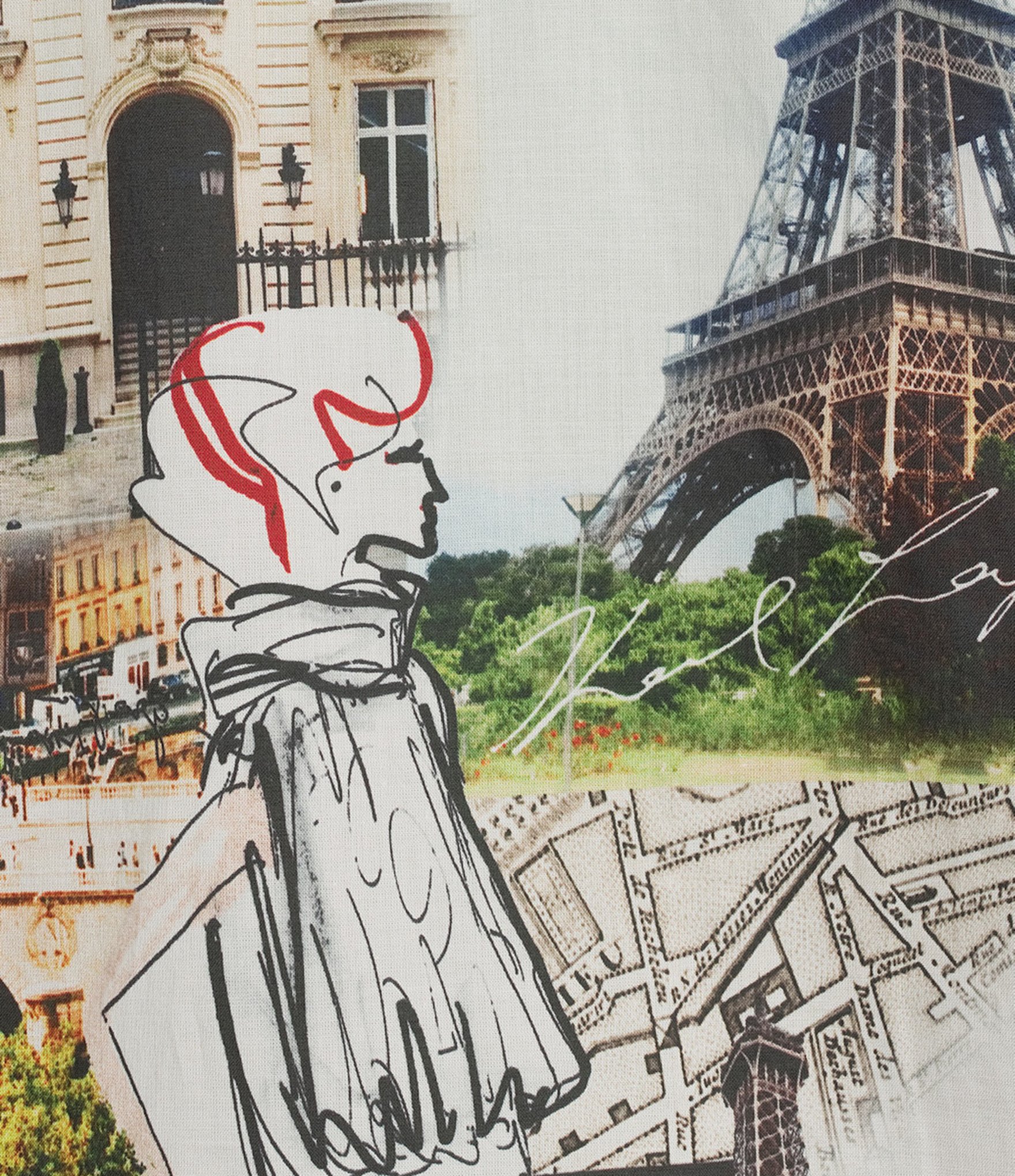 KARL LAGERFELD PARIS Woven Printed Point Collar Long Sleeve Shirt