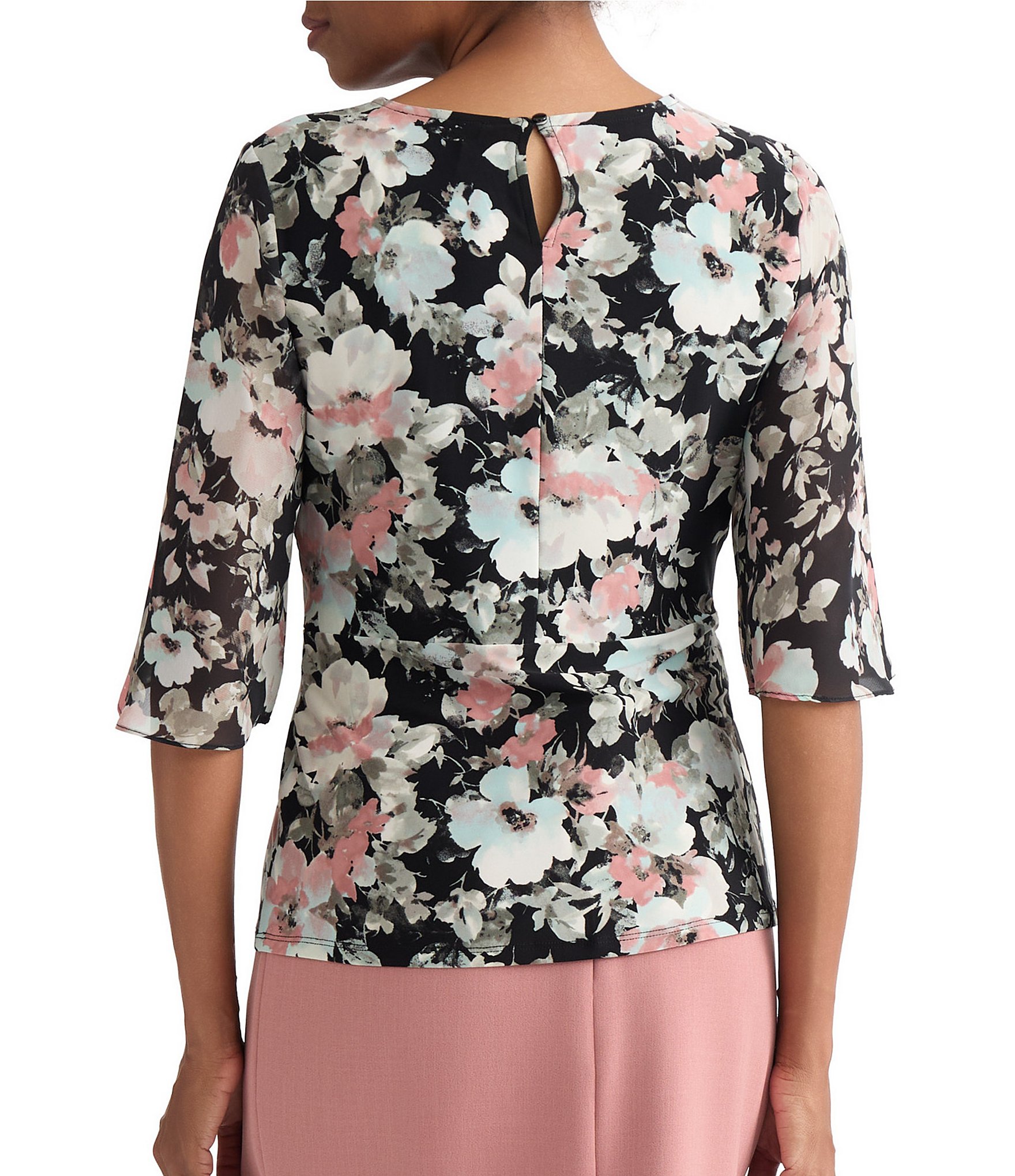 Kasper Bell Sleeve Front Knot Top