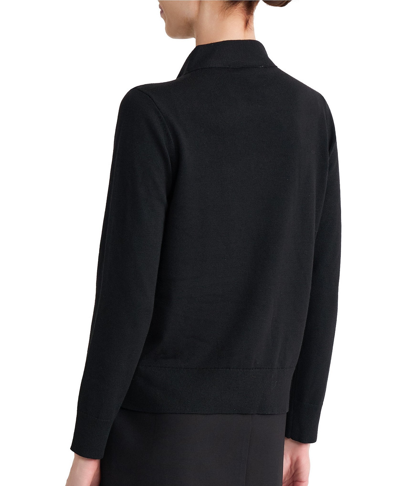 Kasper Brooch Tie Neck Sweater Top