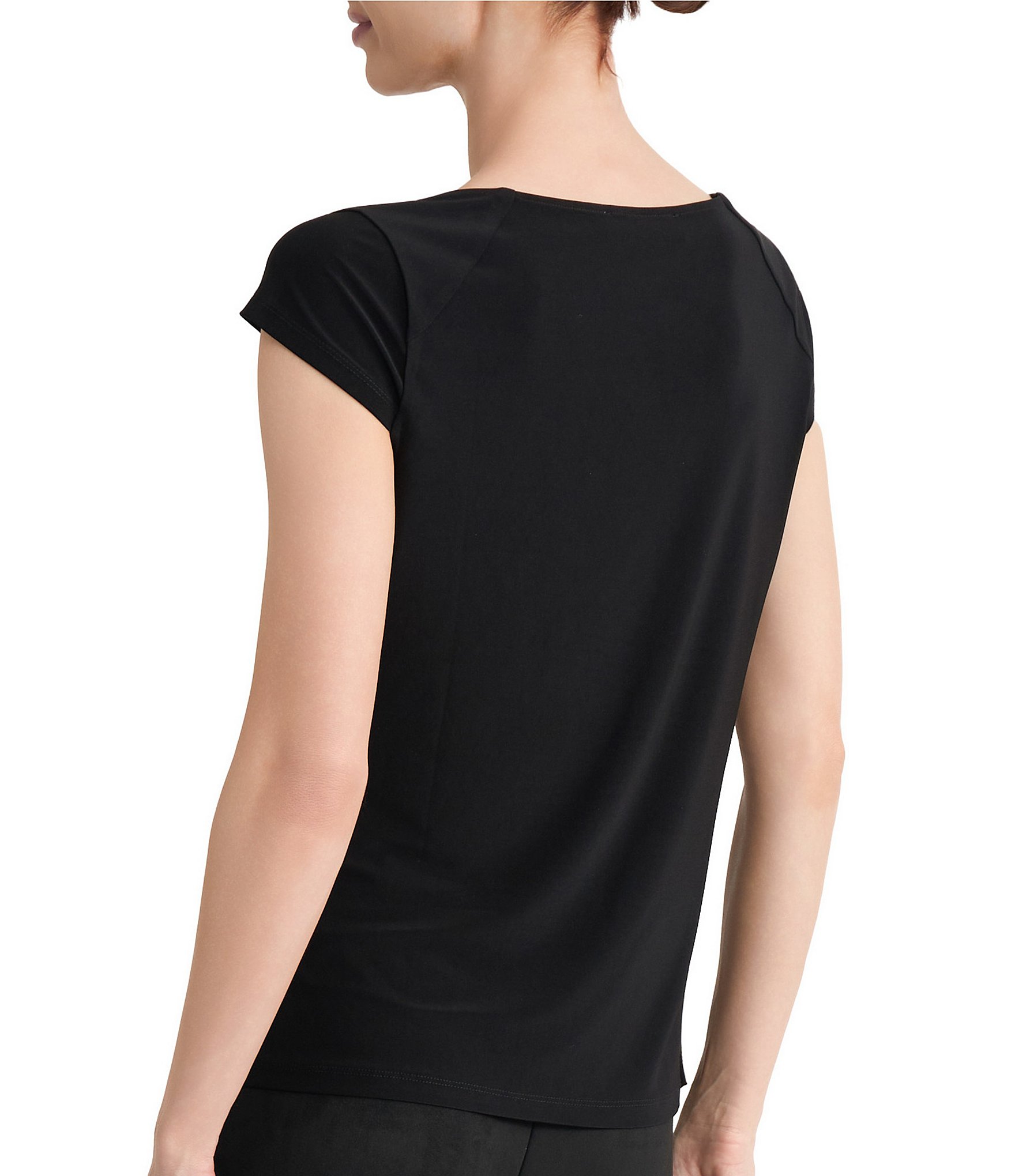 Kasper Cap Sleeve Cowl Neck Jersey Blouse