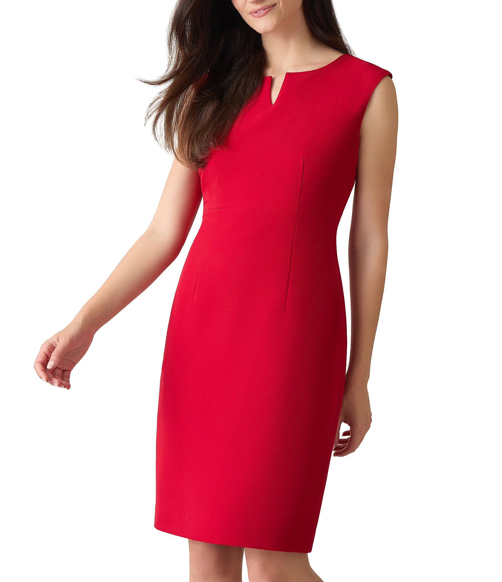 Kasper Cap Sleeve Split Round Neck Crepe Sheath Dress Dillard s