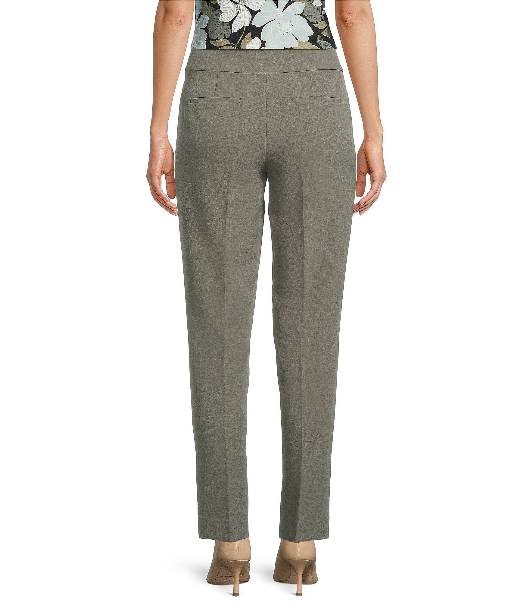 Kasper Crepe Fly Front Slim Leg Pants