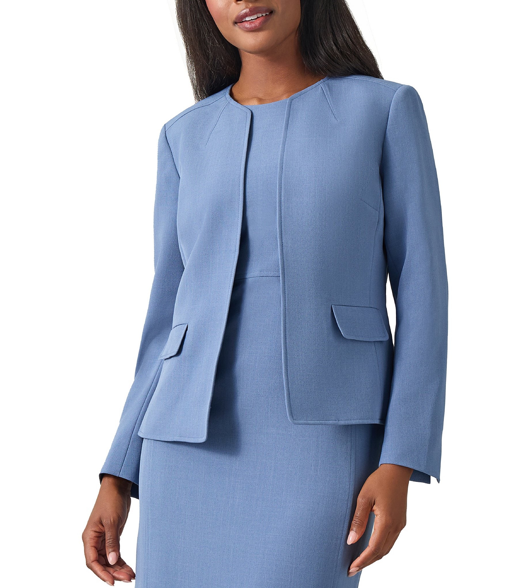 Kasper Crepe Long Sleeve Open-Front Jacket | Dillard's