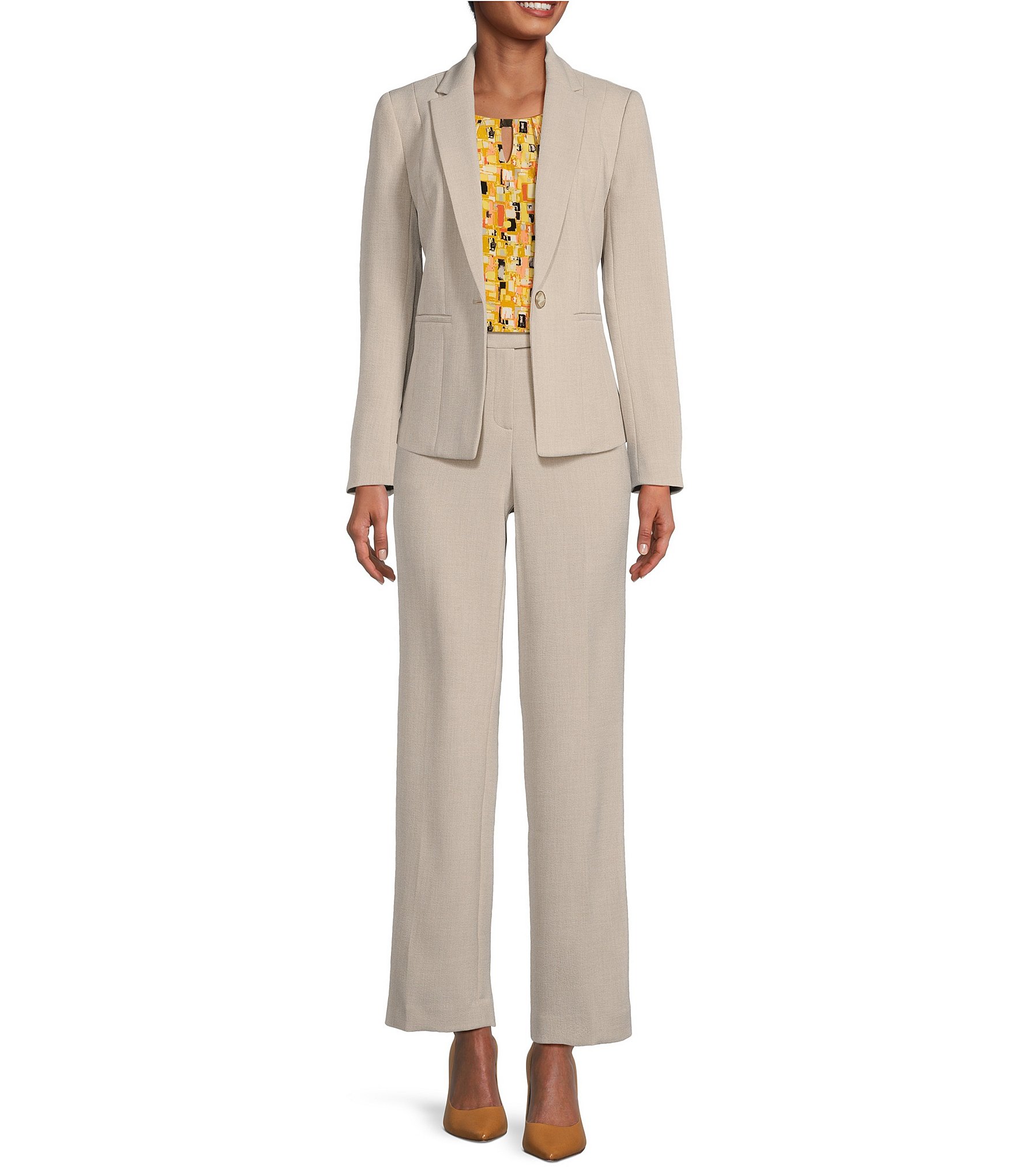 Kasper Flat Front High Waisted Extended Tab Trouser Pants