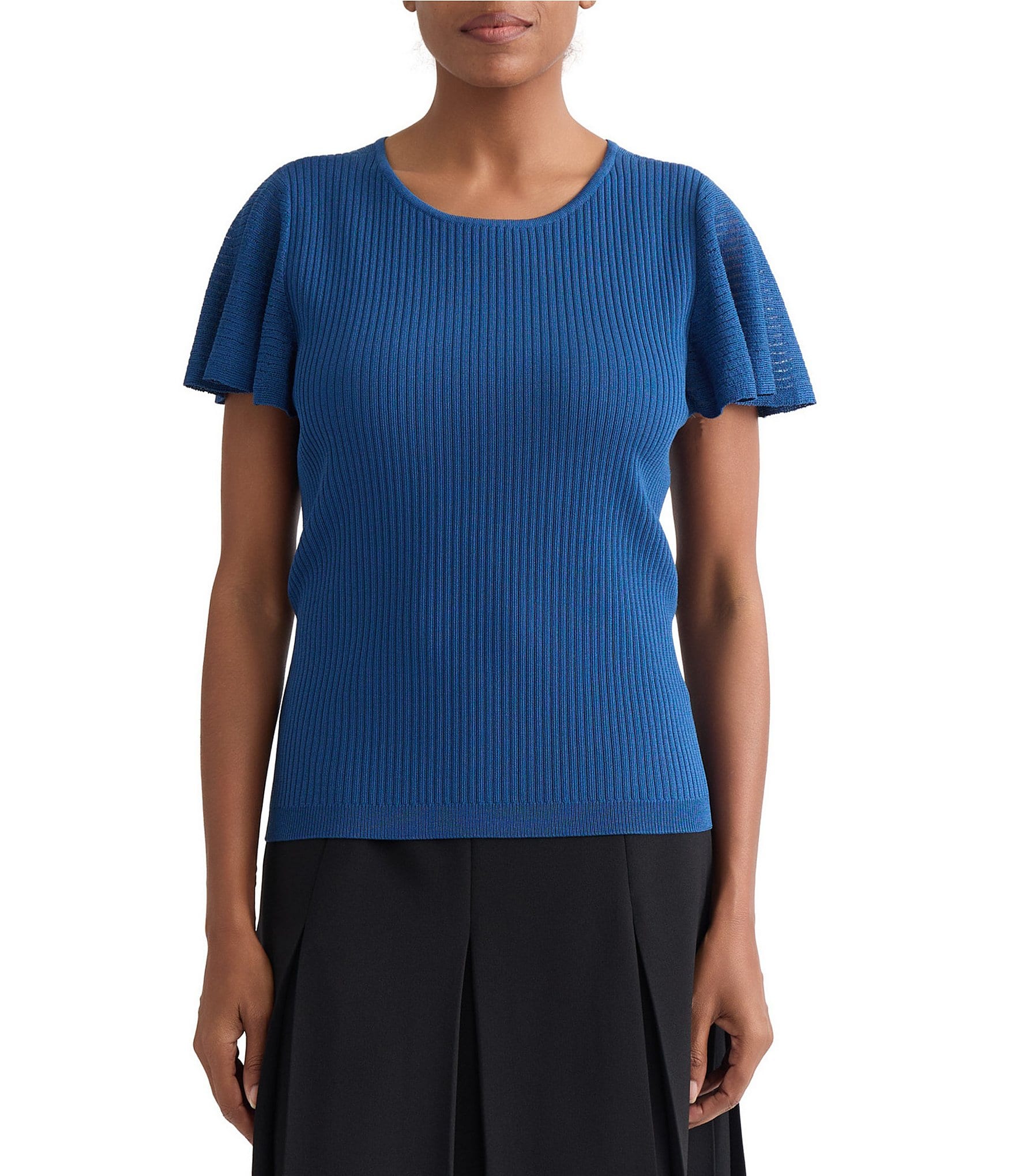 Kasper Flutter Sleeve Sweater Top