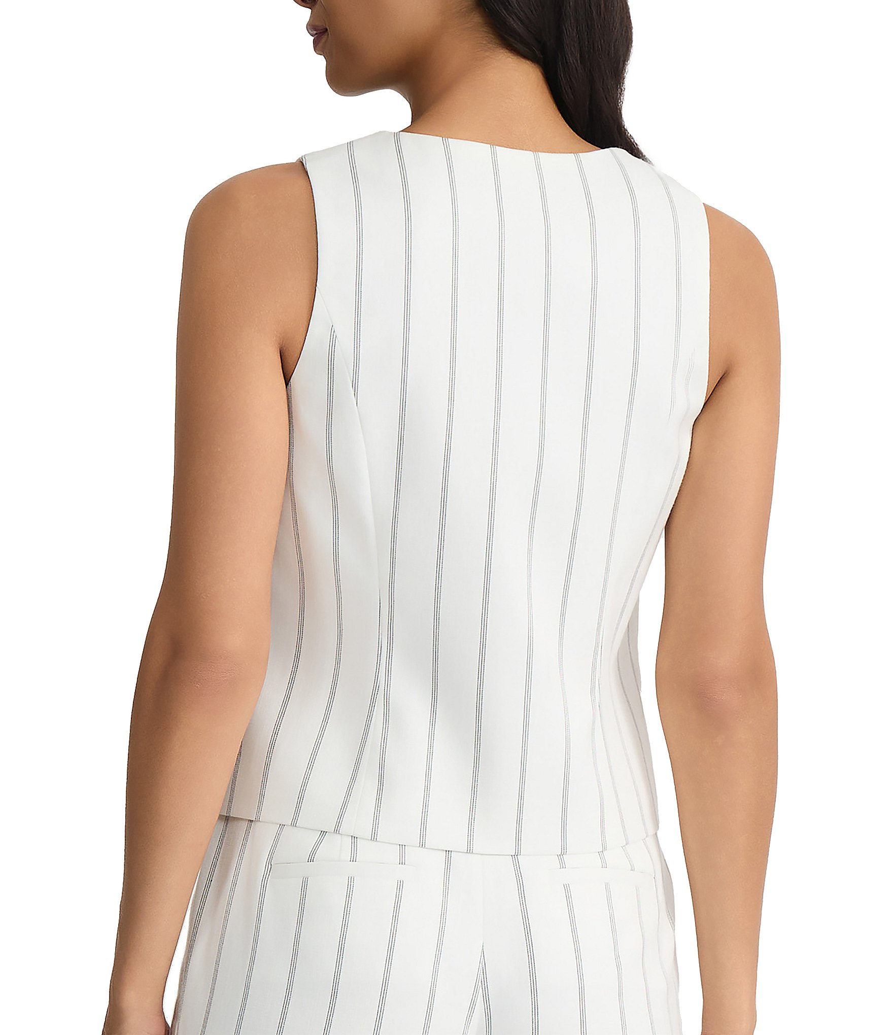 Kasper Front Button Closure Scoop Neck Coordinating Vest
