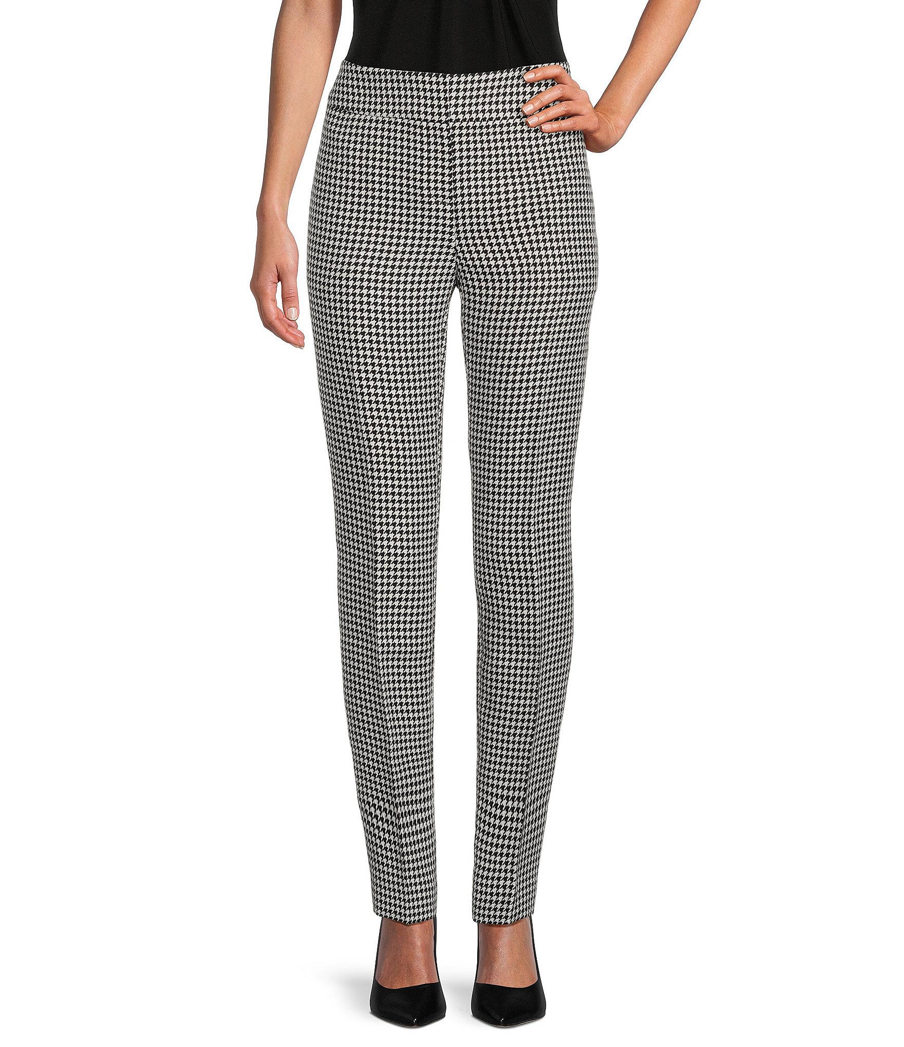 Kasper Houndstooth Flat Front Slim Fit Coordinating Fly Front Zip Pants Dillard S