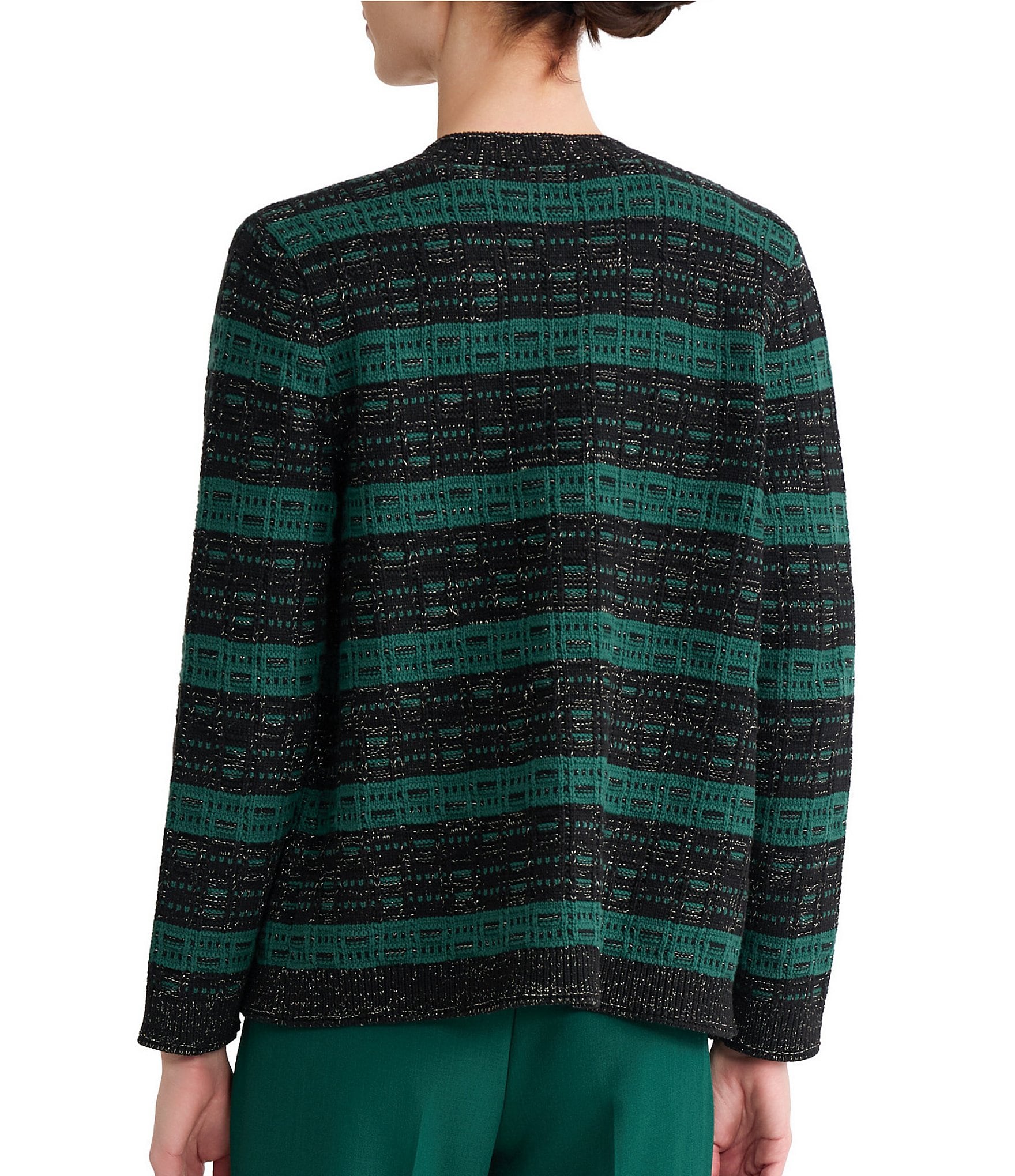 Kasper Long Sleeve Round Neck Cardigan