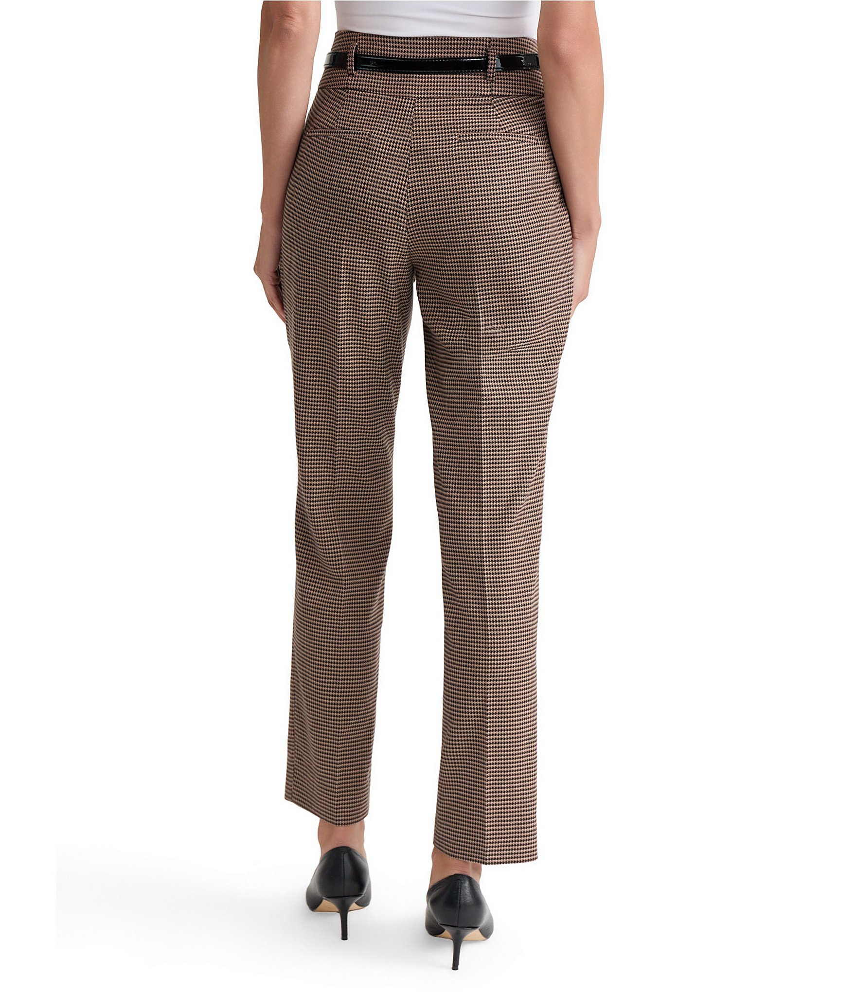 Kasper Petite High Rise Fly Front Belted Pants