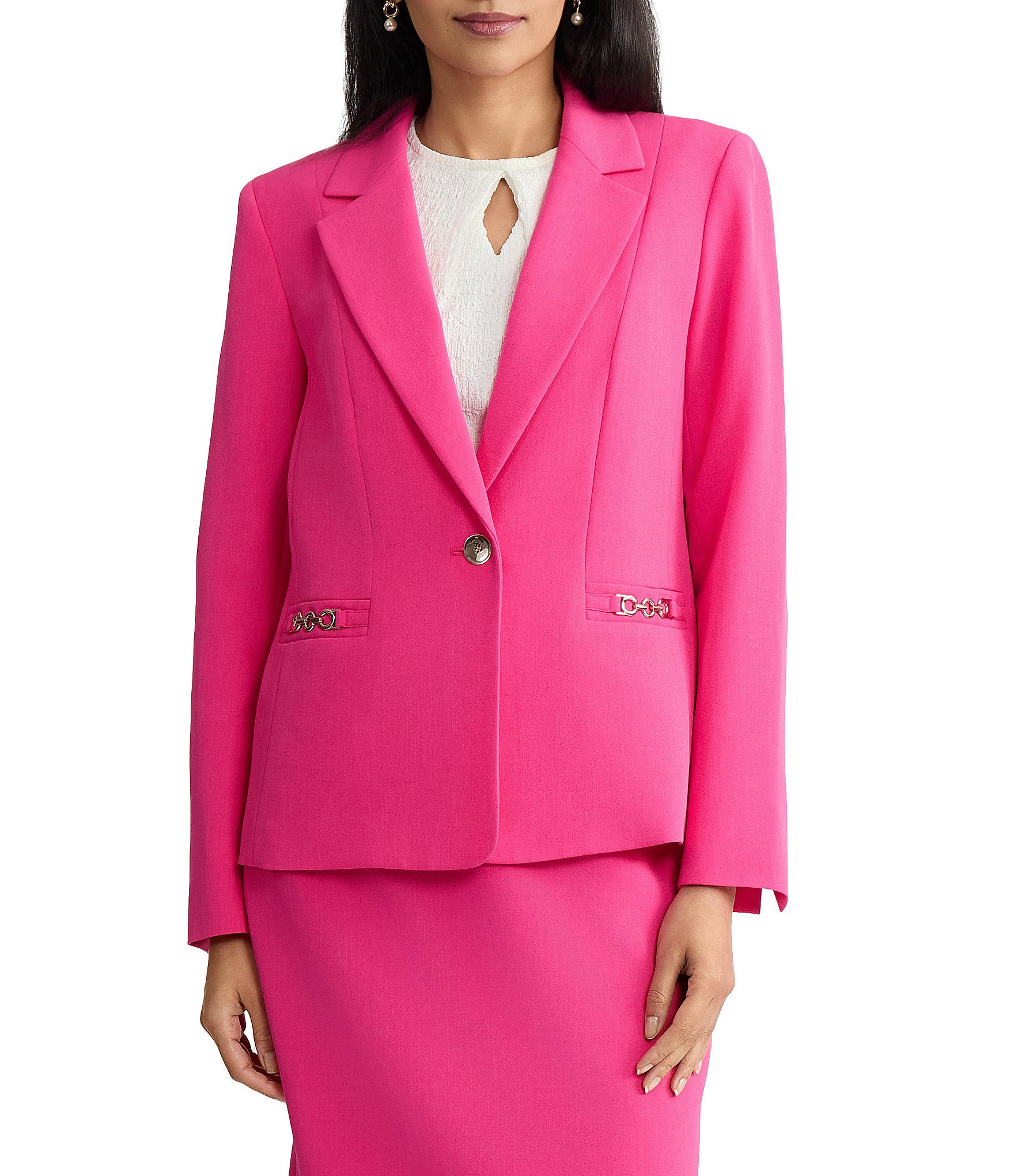 knee length dresses for ladies Women Light Pink 3 Piece Suit, Elegant Light Pink Single Breasted Suit for Special Occasion 36 / 34 main image 0