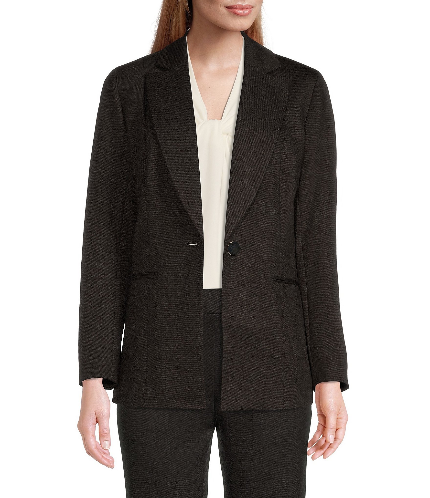 Kasper Petites Womens Collared Suit Separate One-Button Blazer