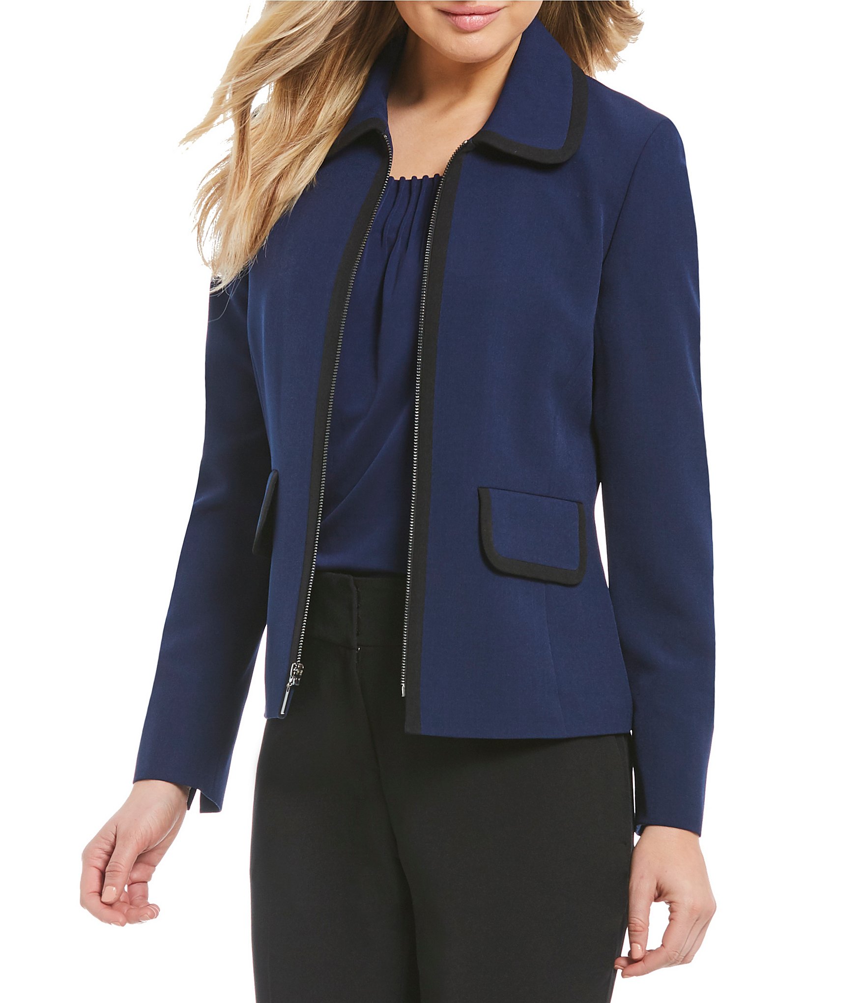 kasper petite crepe side tie jacke