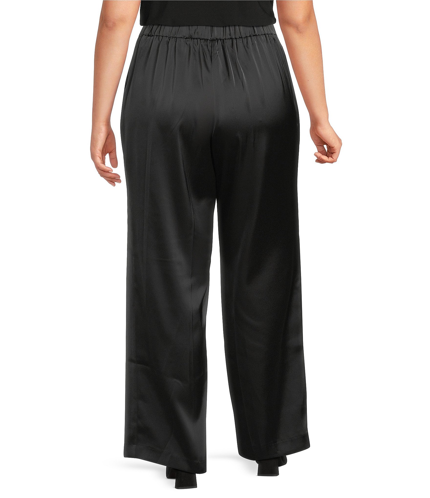 Kasper Plus Satin Elastic Back Pull On Trouser Pants