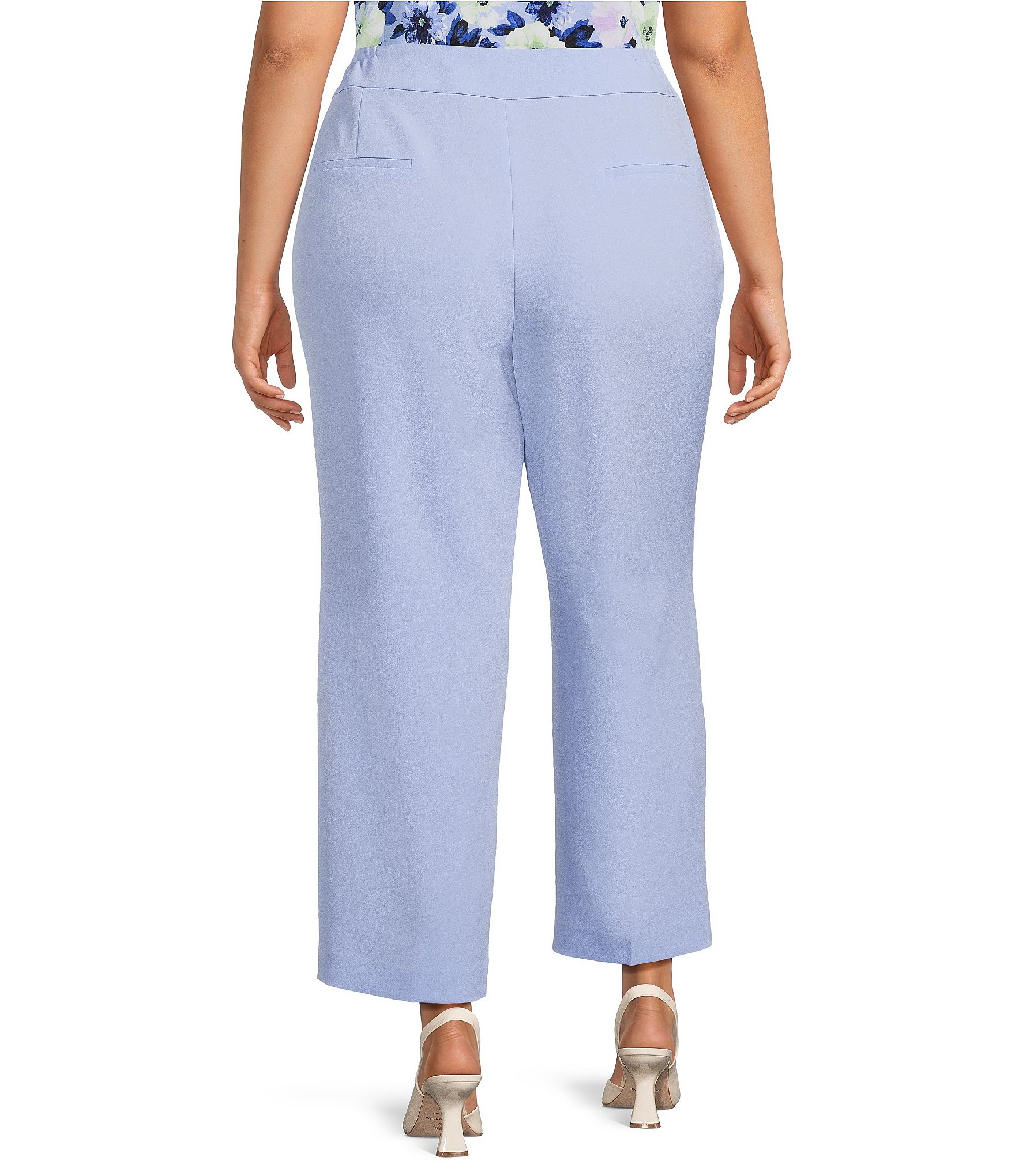 Kasper Plus Size Flat Front Side Seam Pocket Straight Leg Pants