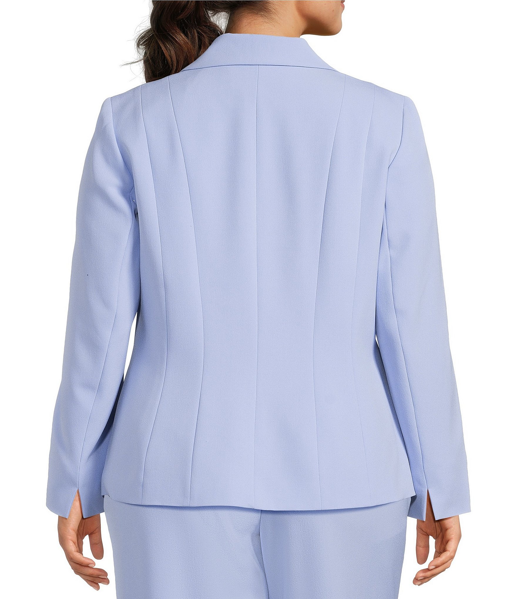 Kasper Plus Size One Button Panel Seam Notch Collar Blazer