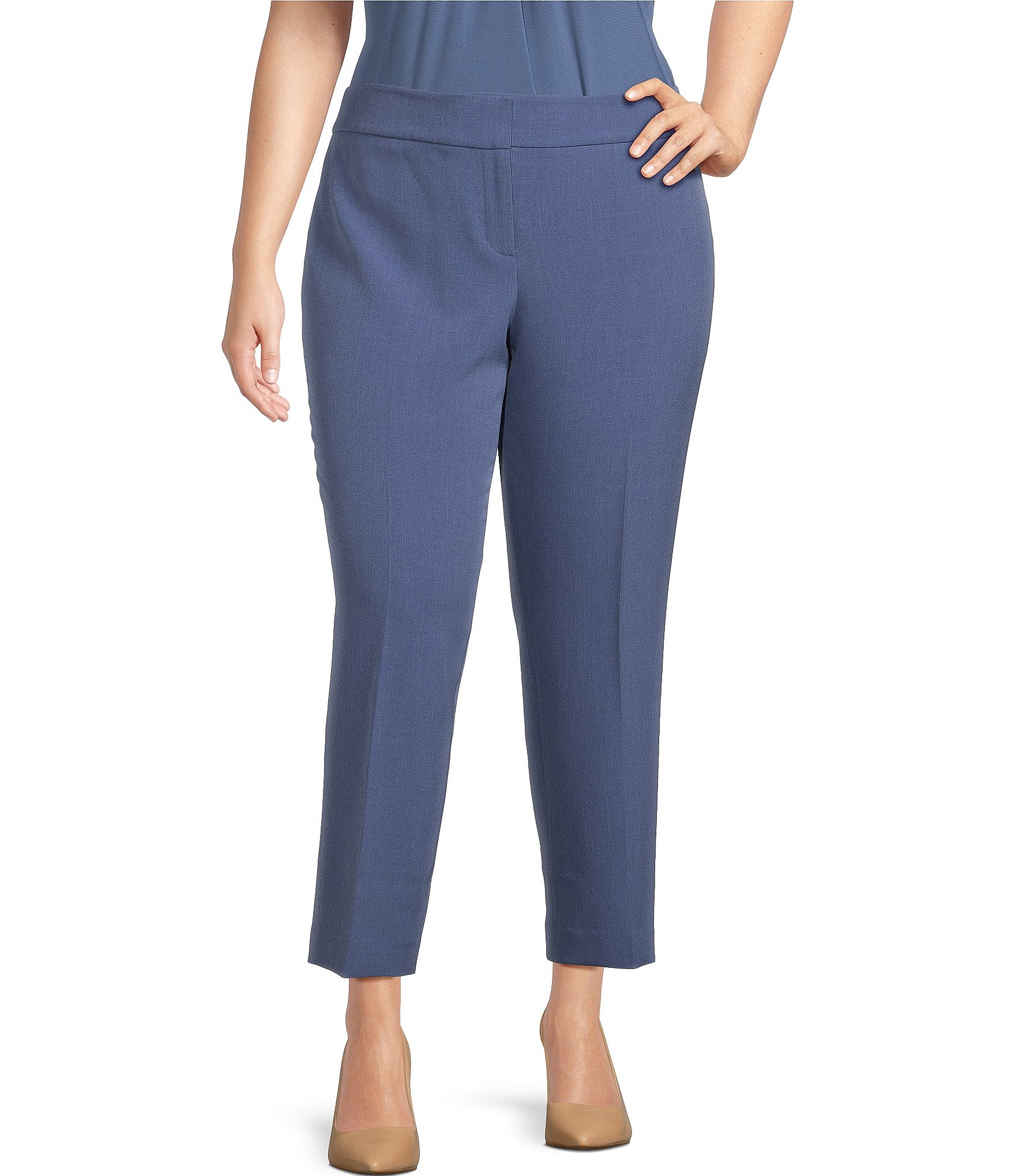 Kasper Plus Size Flat Front High Waisted Extended Tab Coordinating