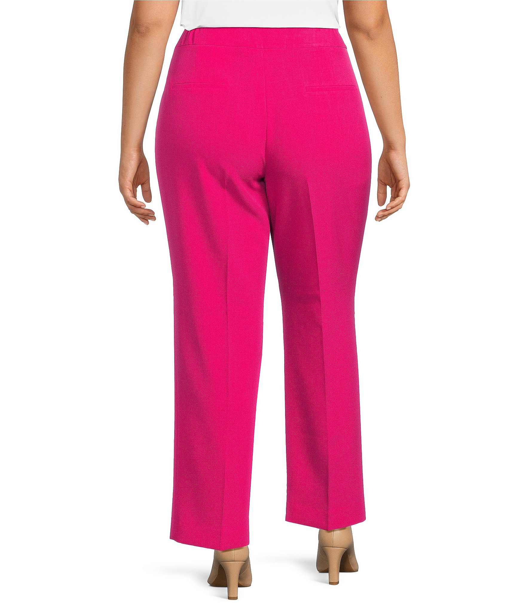 Kasper Plus Size Stretch Crepe Slim Leg Pants