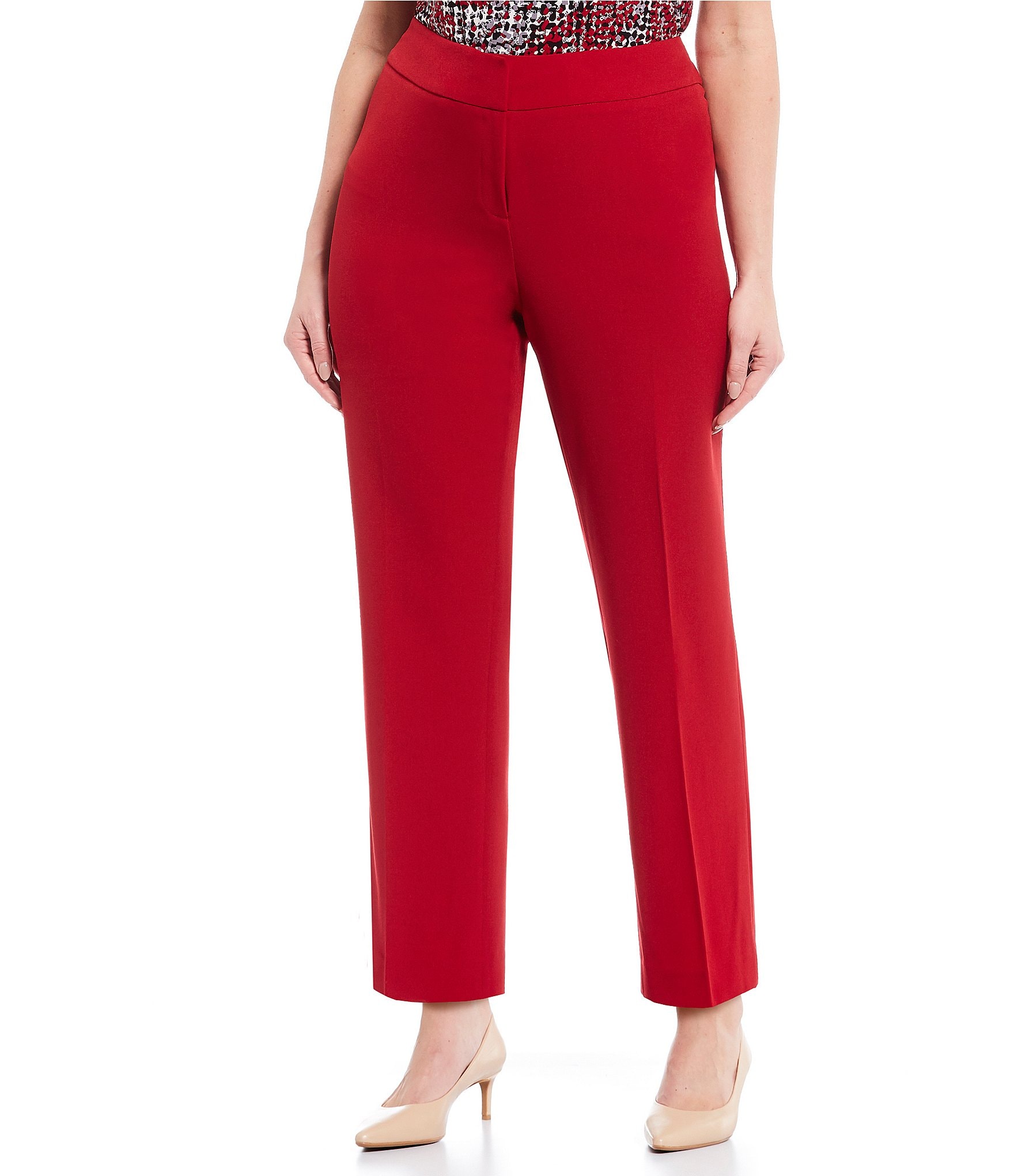 Kasper Plus Size Solid Crepe Slim Straight Ankle Pants Dillard s