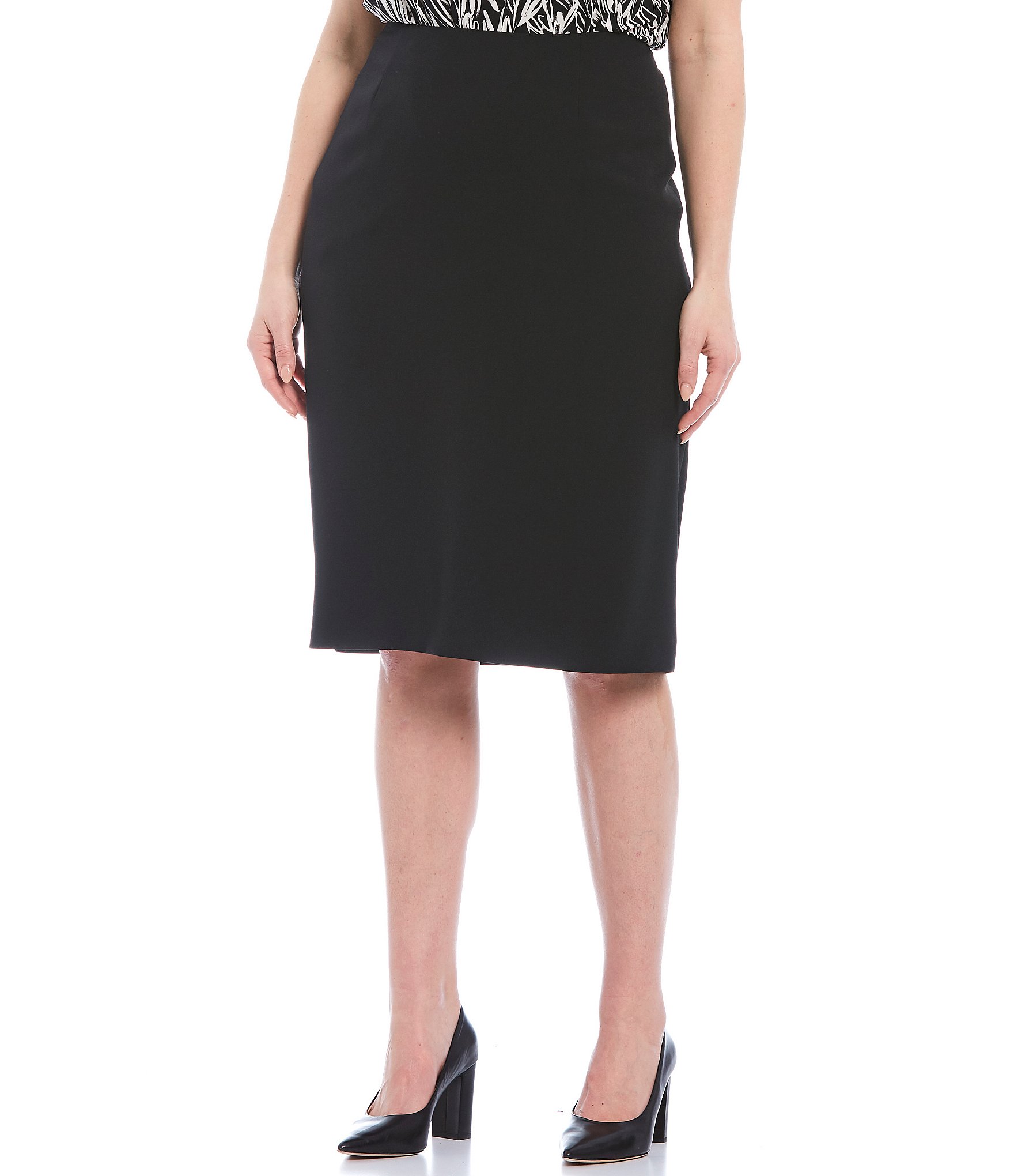 Kasper Plus Size Stretch Crepe Skimmer Skirt | Dillard's
