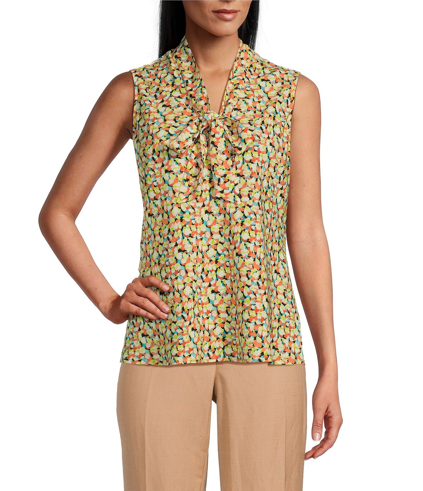 Ruby Rd. Women's Woven Ombre Silk Top Lily Multi L
