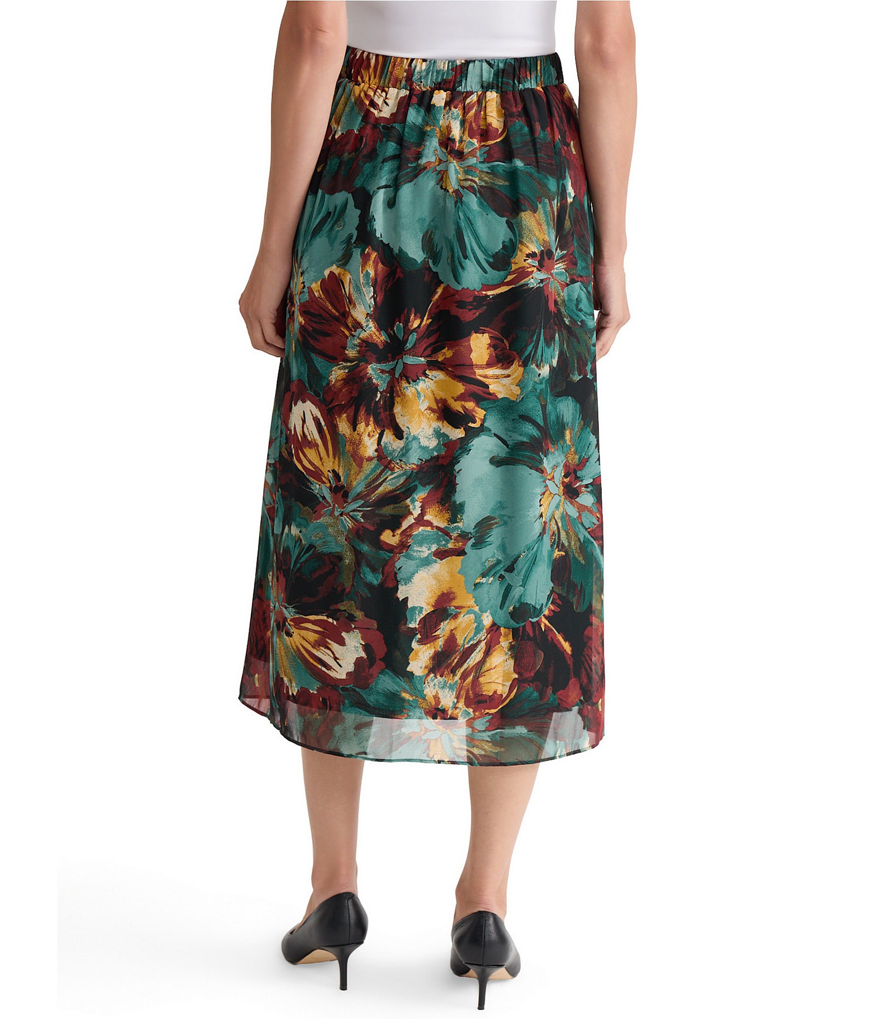 Kasper Pull On Floral Midi Skirt