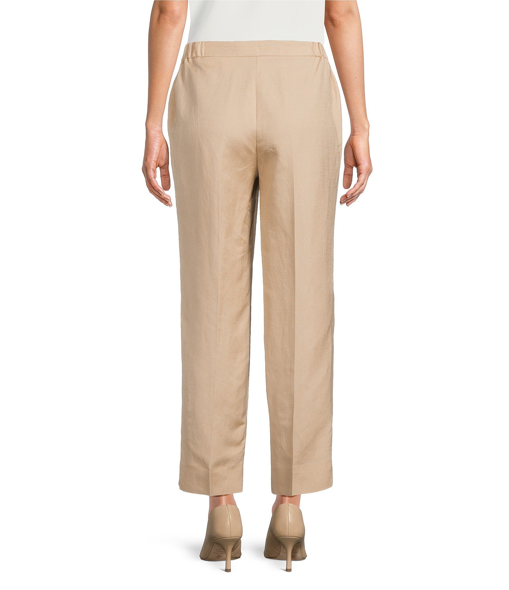 Kasper Refined Linen Blend Straight Leg Pants
