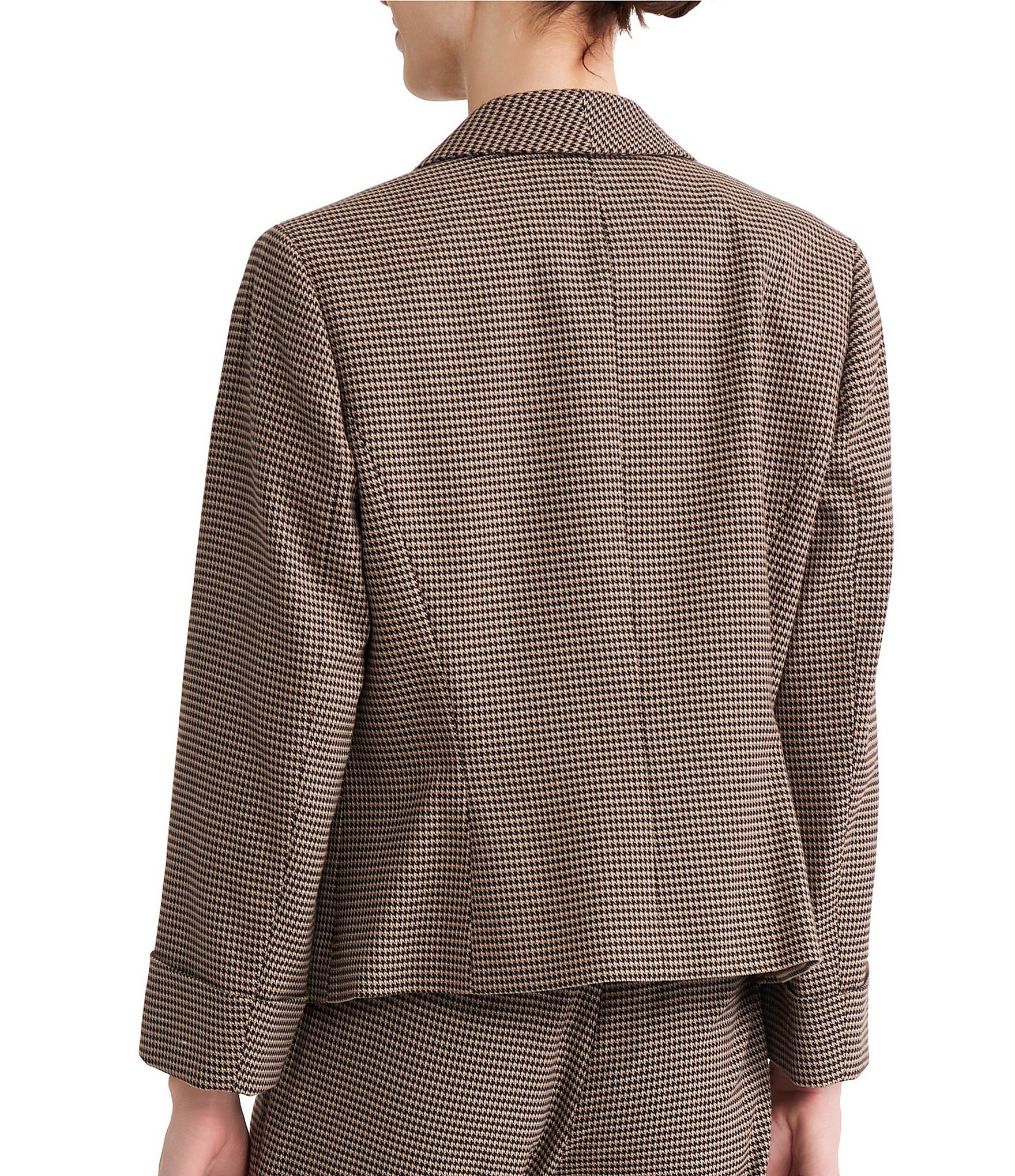 Kasper Shawl Collar Houndstooth Cuffed Cardigan