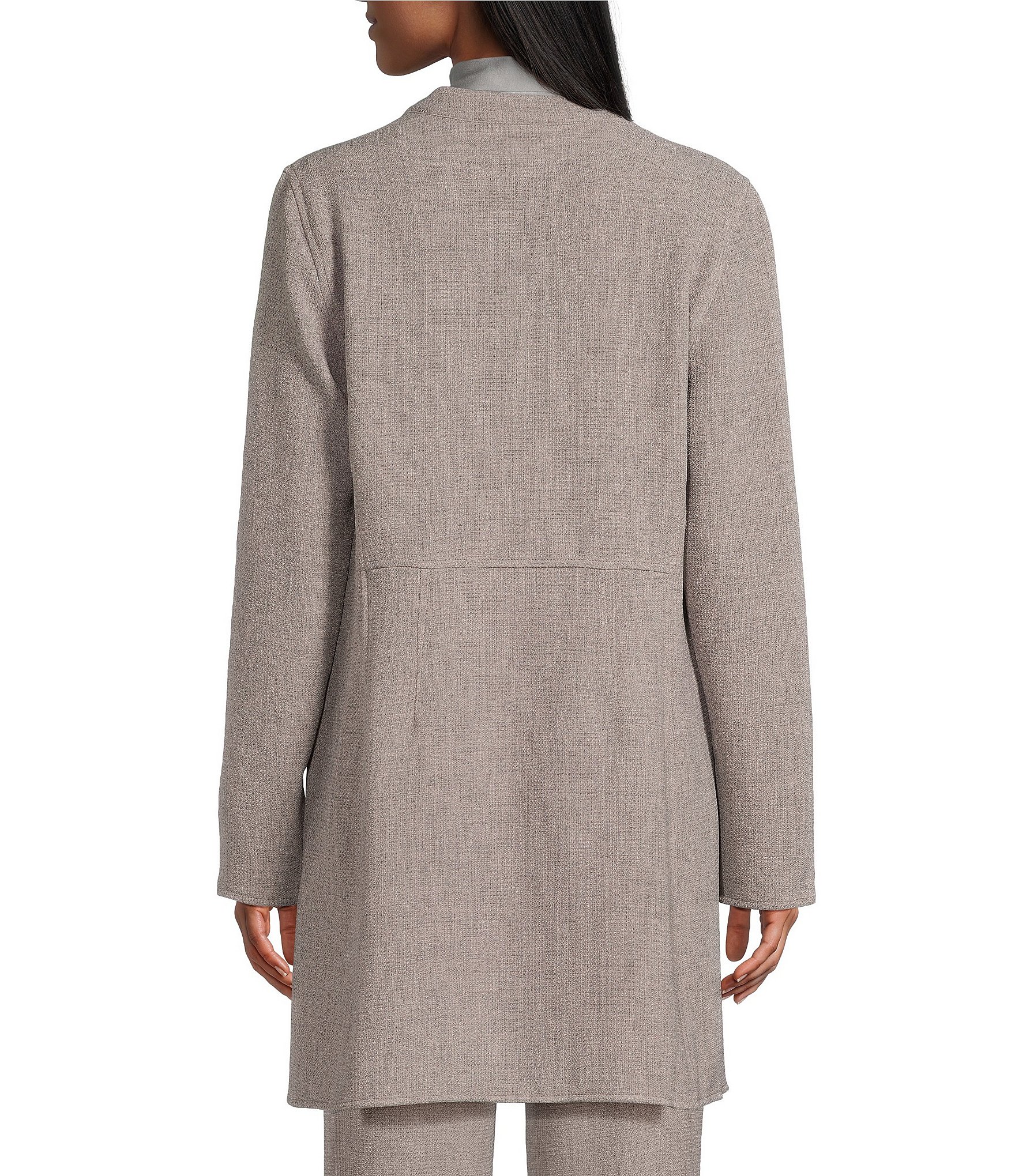 Kasper Stretch Crepe Long Sleeve Open Front Drape Jacket