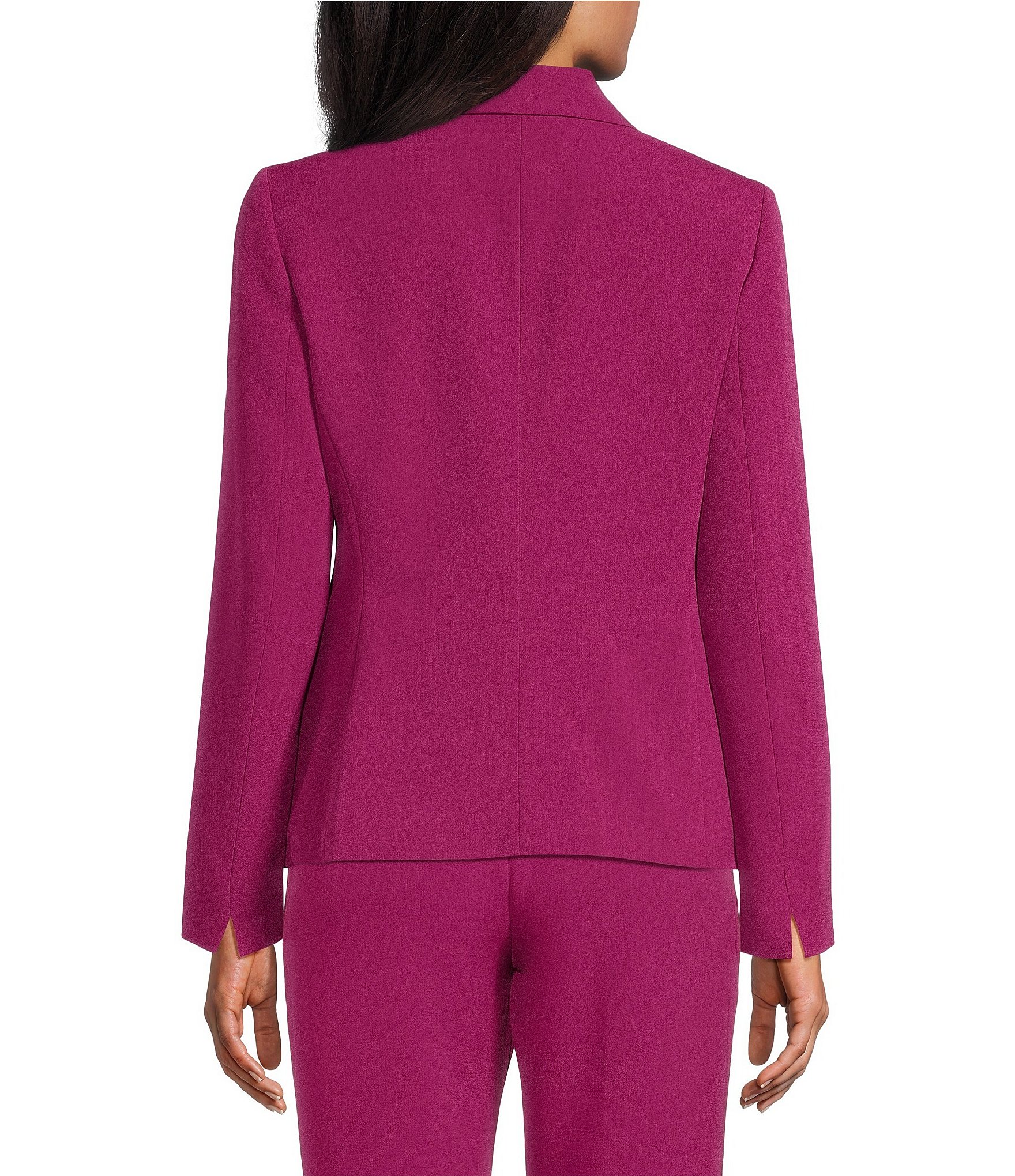 Kasper Stretch Crepe Notch Collar Long Sleeve Blazer