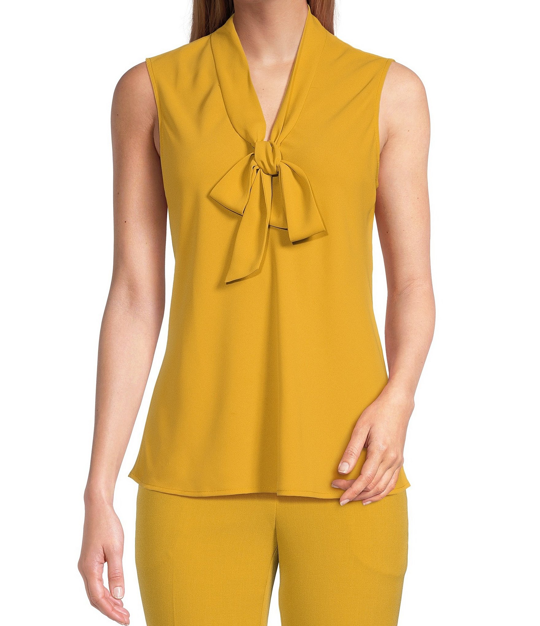 Kasper Tie Front Neck Sleeveless Blouse | Dillard's