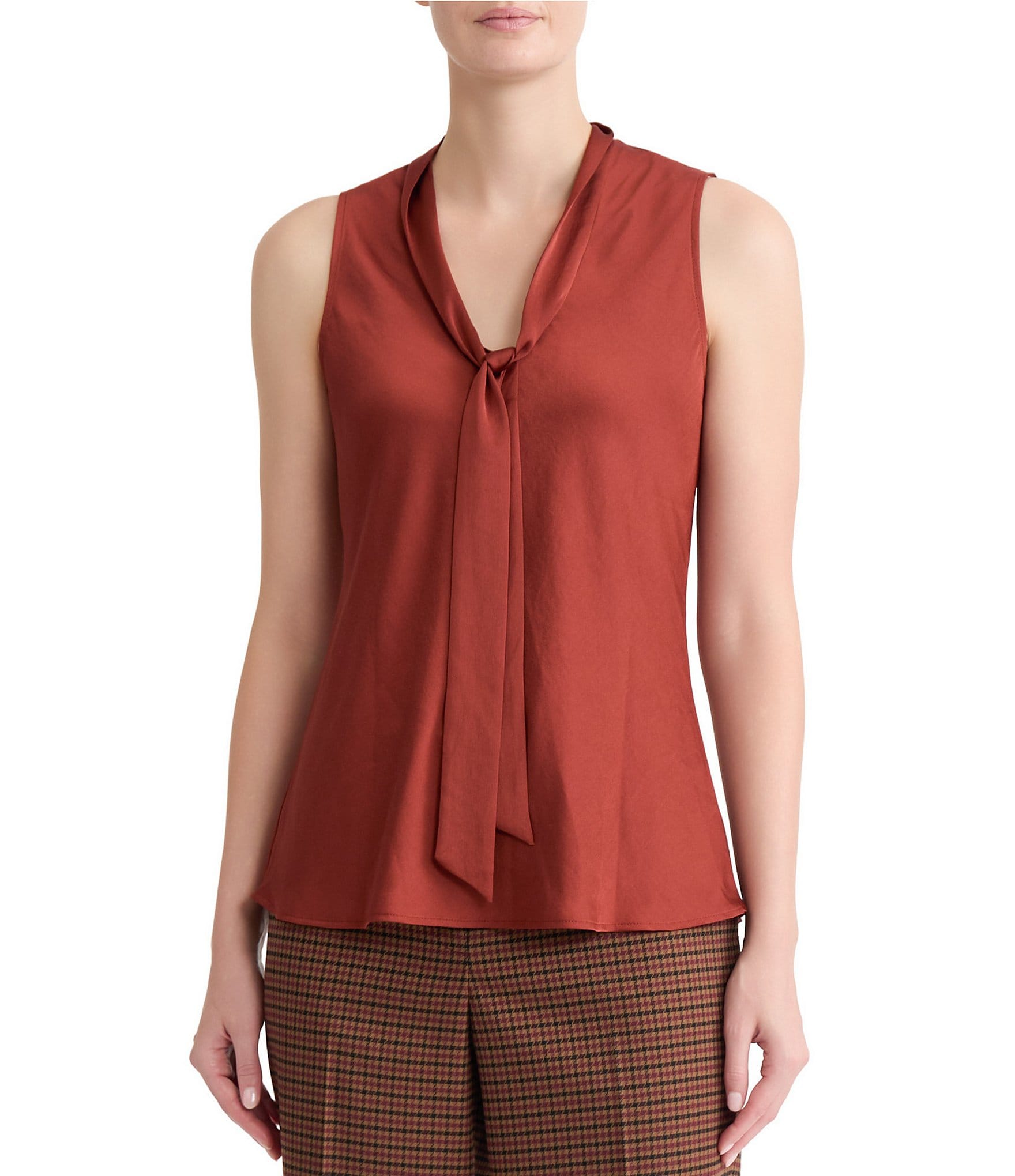 Kasper Tie Front Satin Blouse