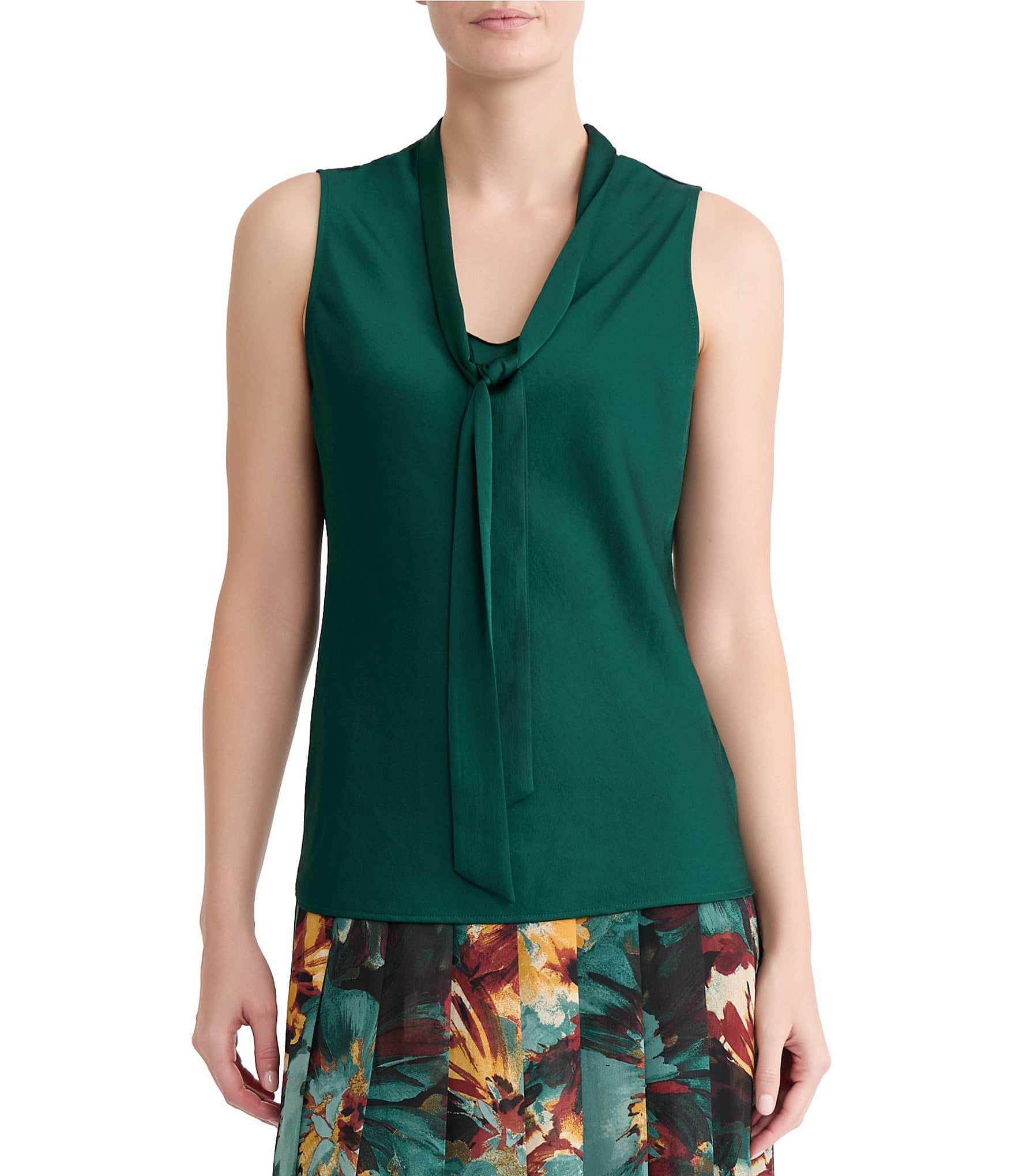 Kasper Tie Front Satin Blouse