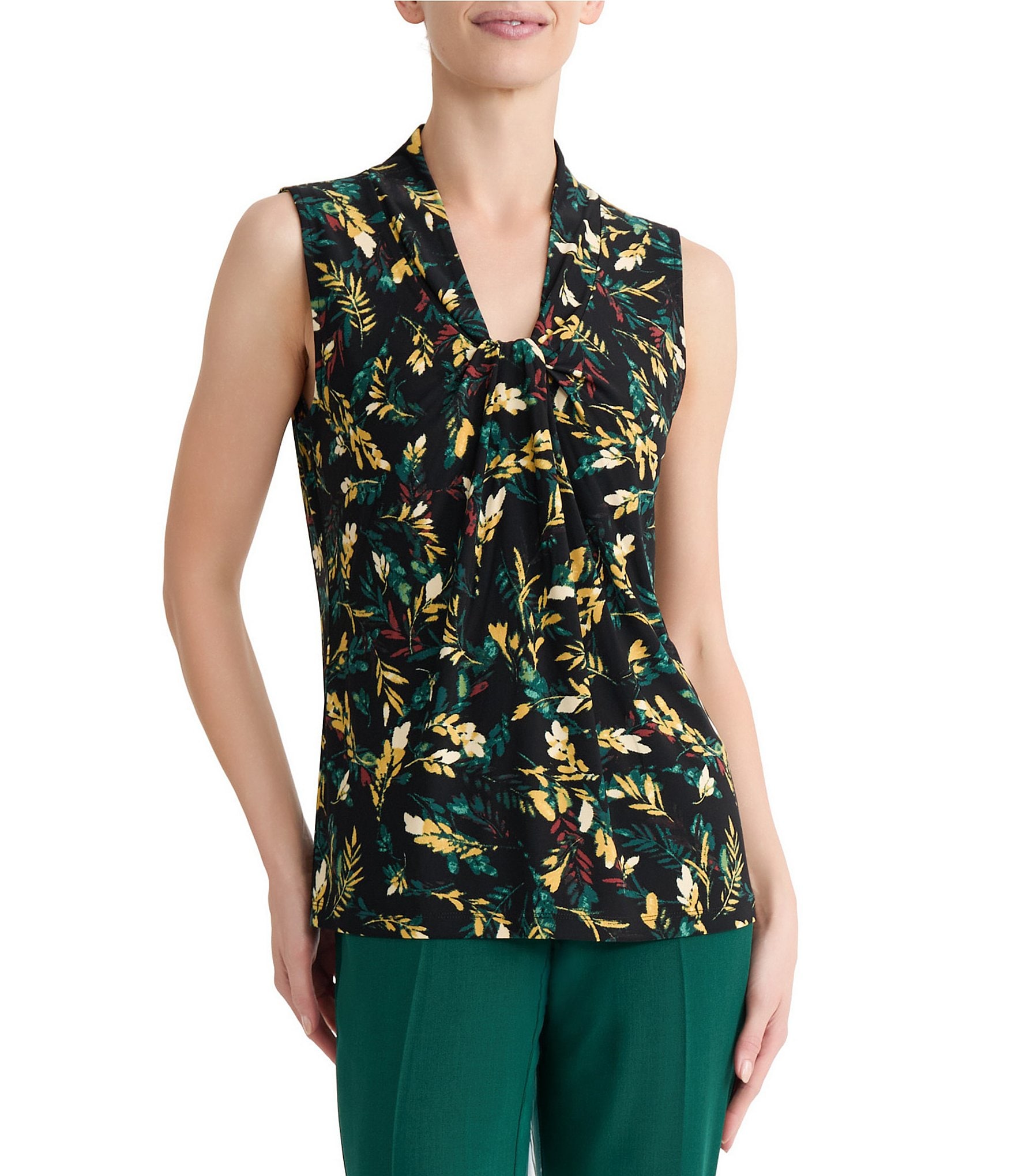 Kasper Twist Front Sleeveless Blouse