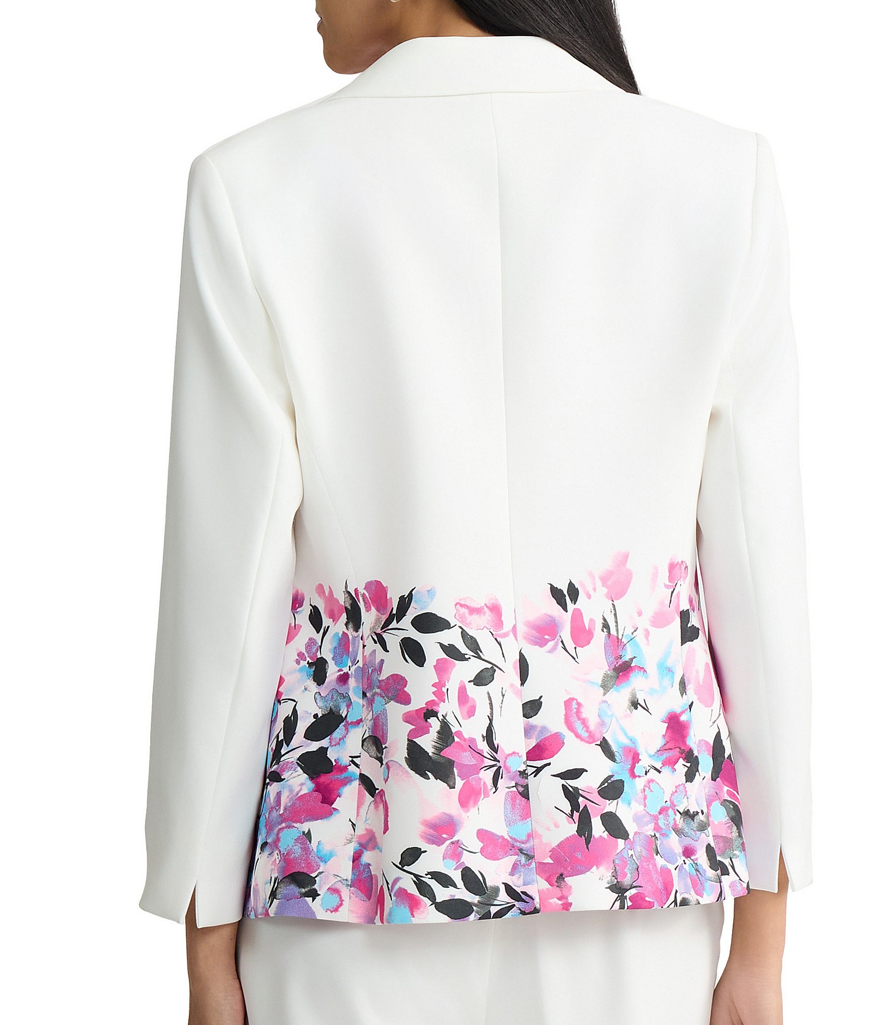 Kasper Two Button Notch Collar Floral Ombre Jacket