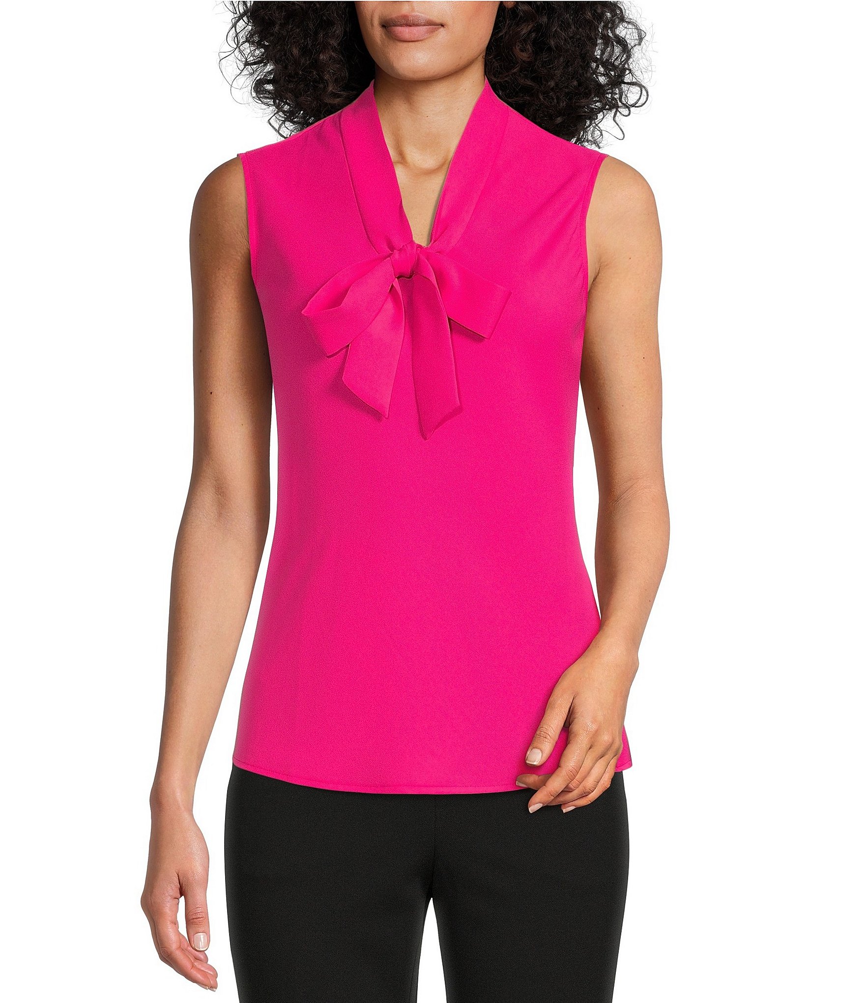 Kasper V-Neck Tie Front Sleeveless Blouse | Dillard's