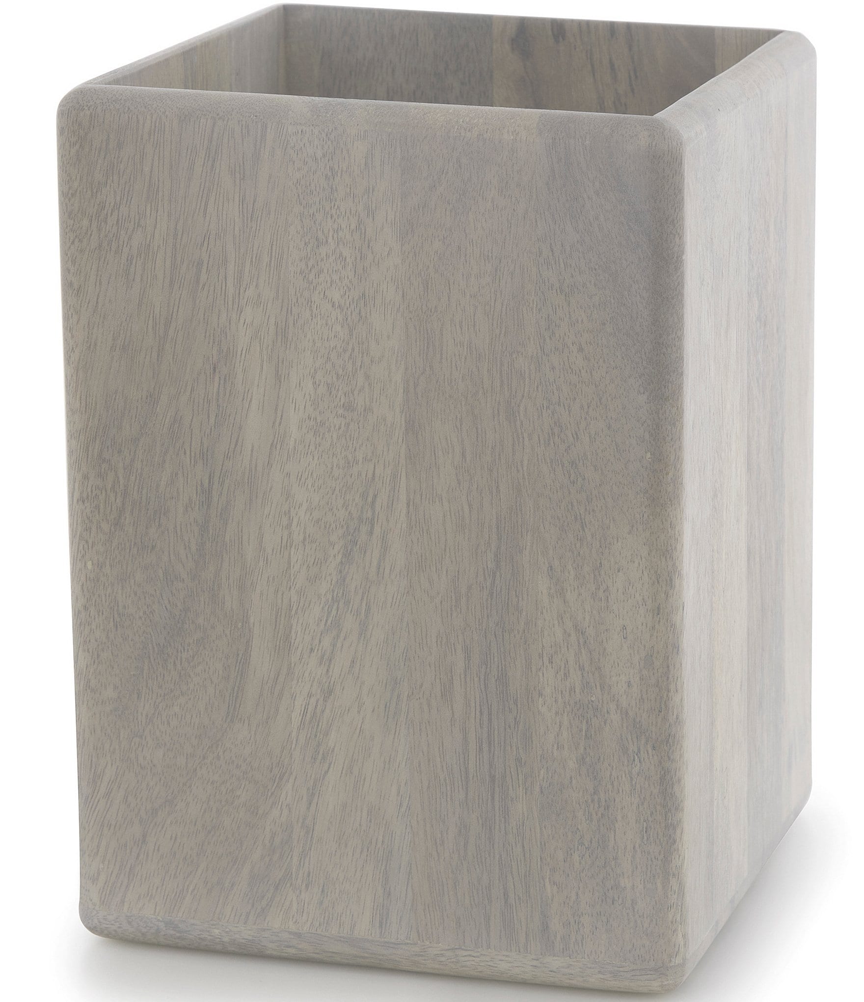 Kassatex Fiji Collection Whitewashed Mango Wood Wastebasket