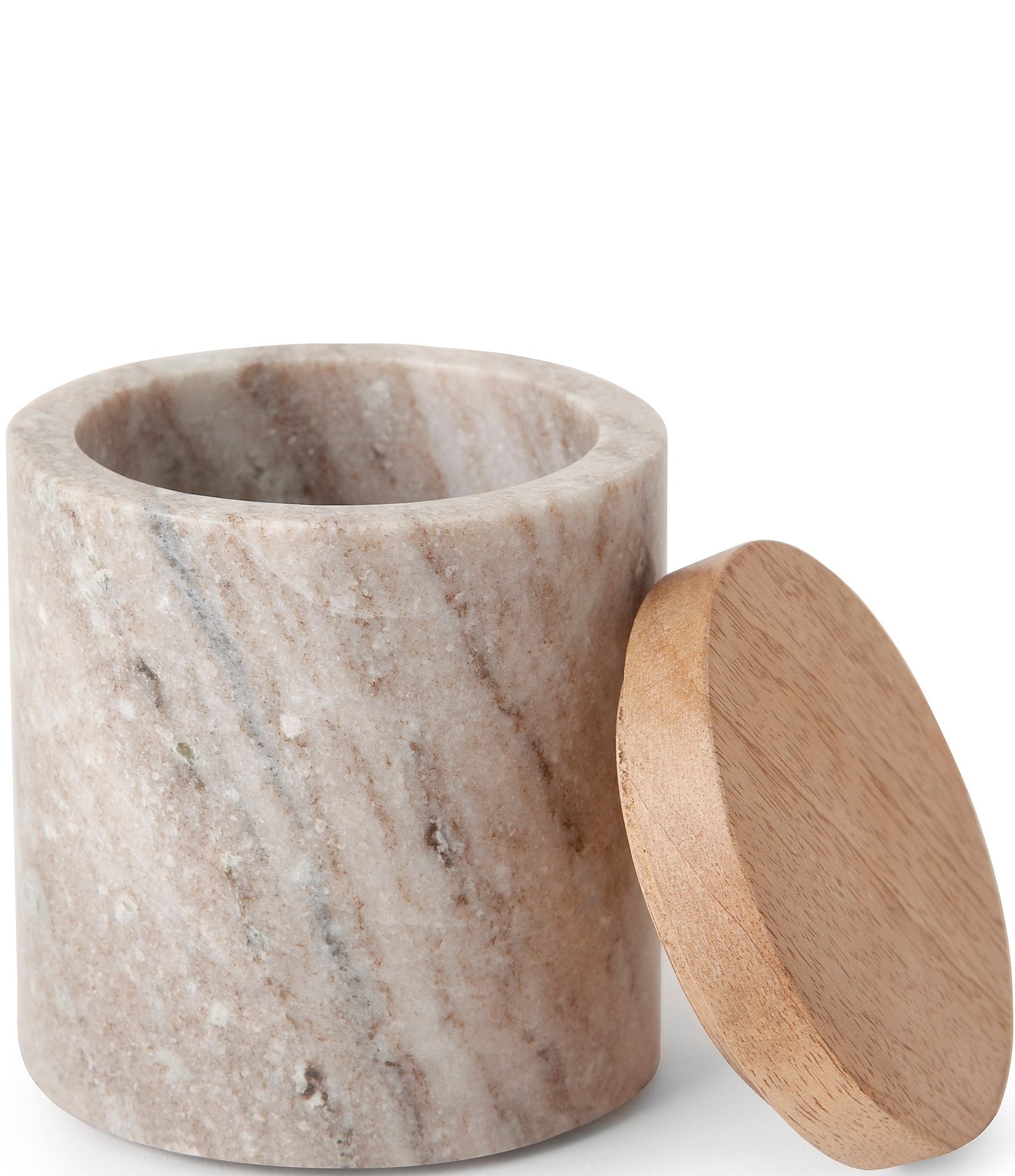 Kassatex San Marino Marble & Mango Wood Cotton Jar