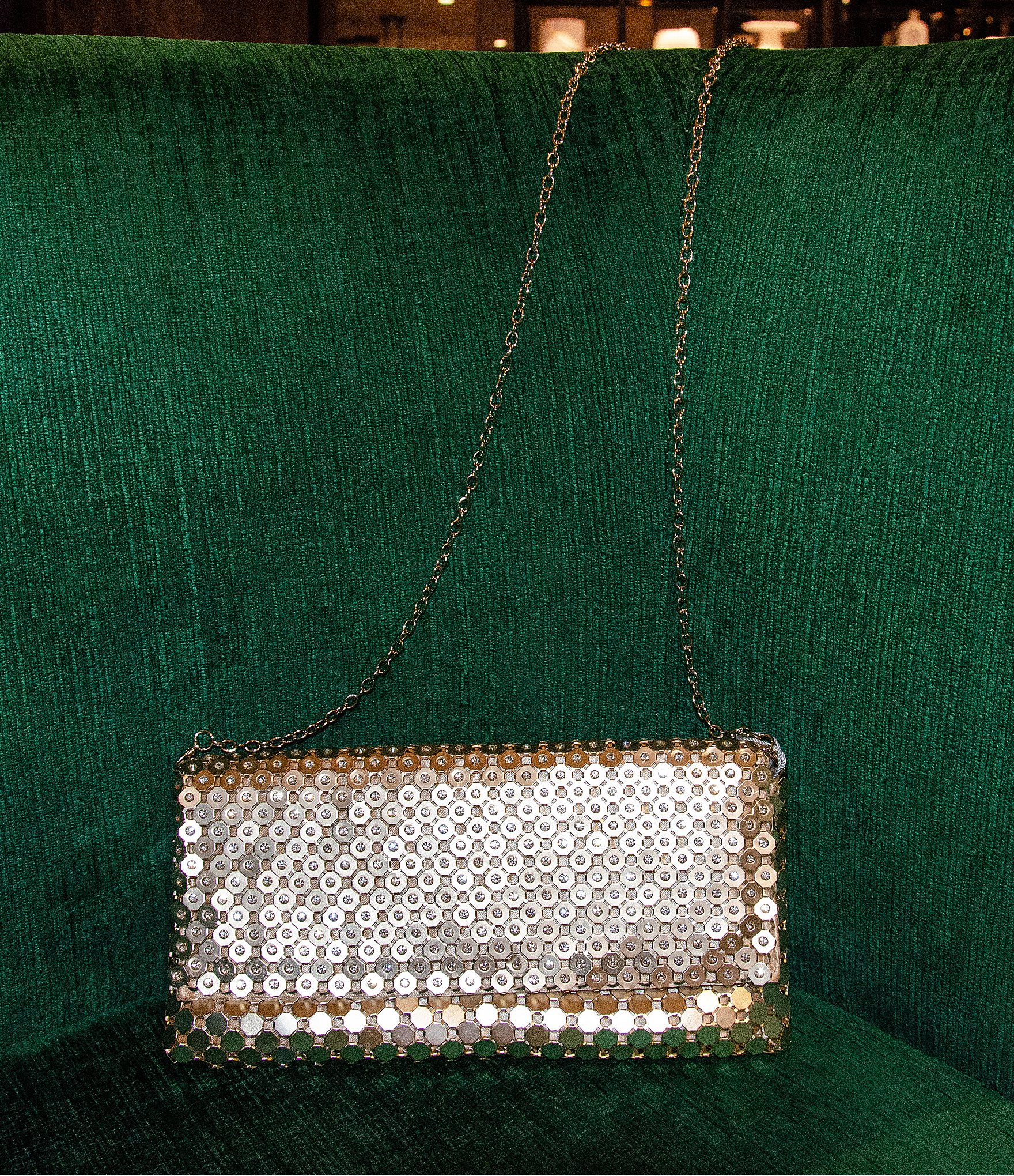 Landry Metal Mesh Crystal Clutch