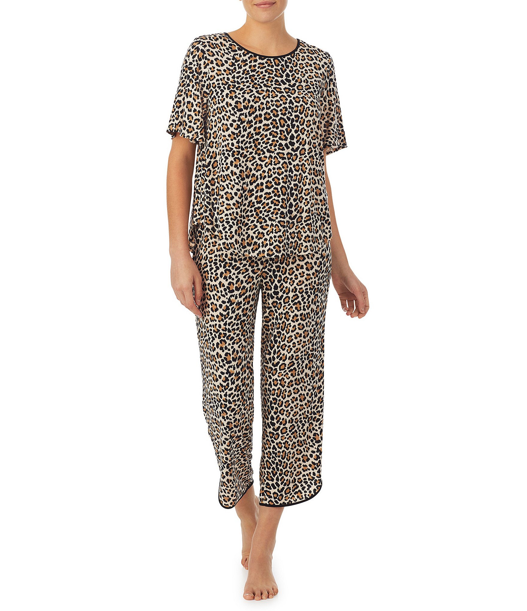 kate spade new york Animal Print Jersey Cropped Coordinating Pajama Set |  Dillard's
