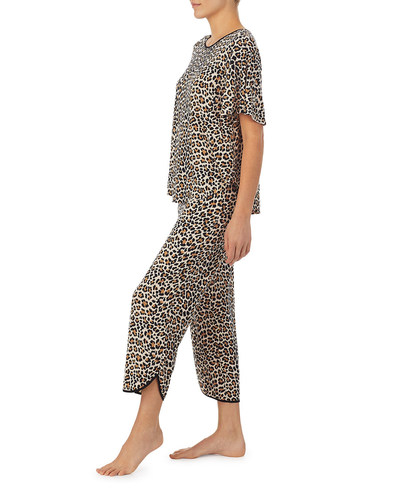 kate spade new york Animal Print Jersey Cropped Coordinating Pajama Set