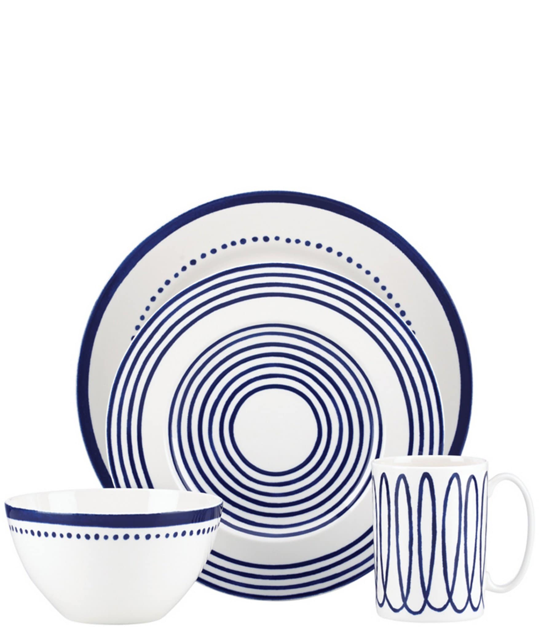 kate spade new york Charlotte Street Blue Porcelain 4-Piece Place Setting