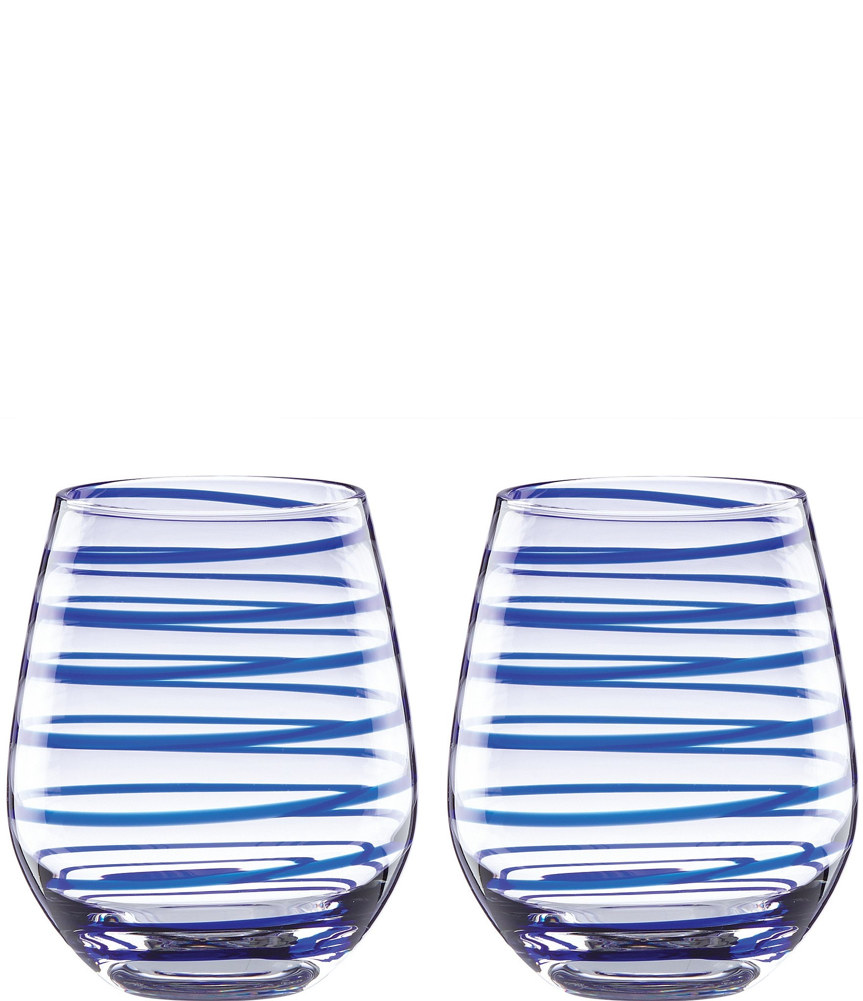Drinking Glasses Blue Swirl, Set of 6 (16oz)