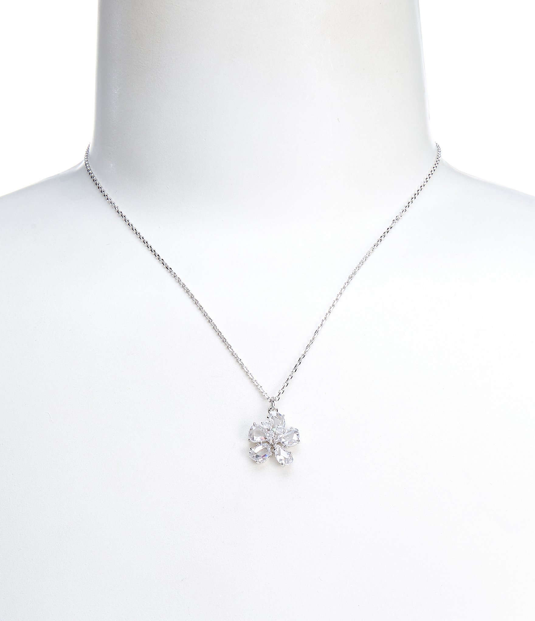 kate spade new york Crystal Paradise Flower Mini Short Pendant Necklace